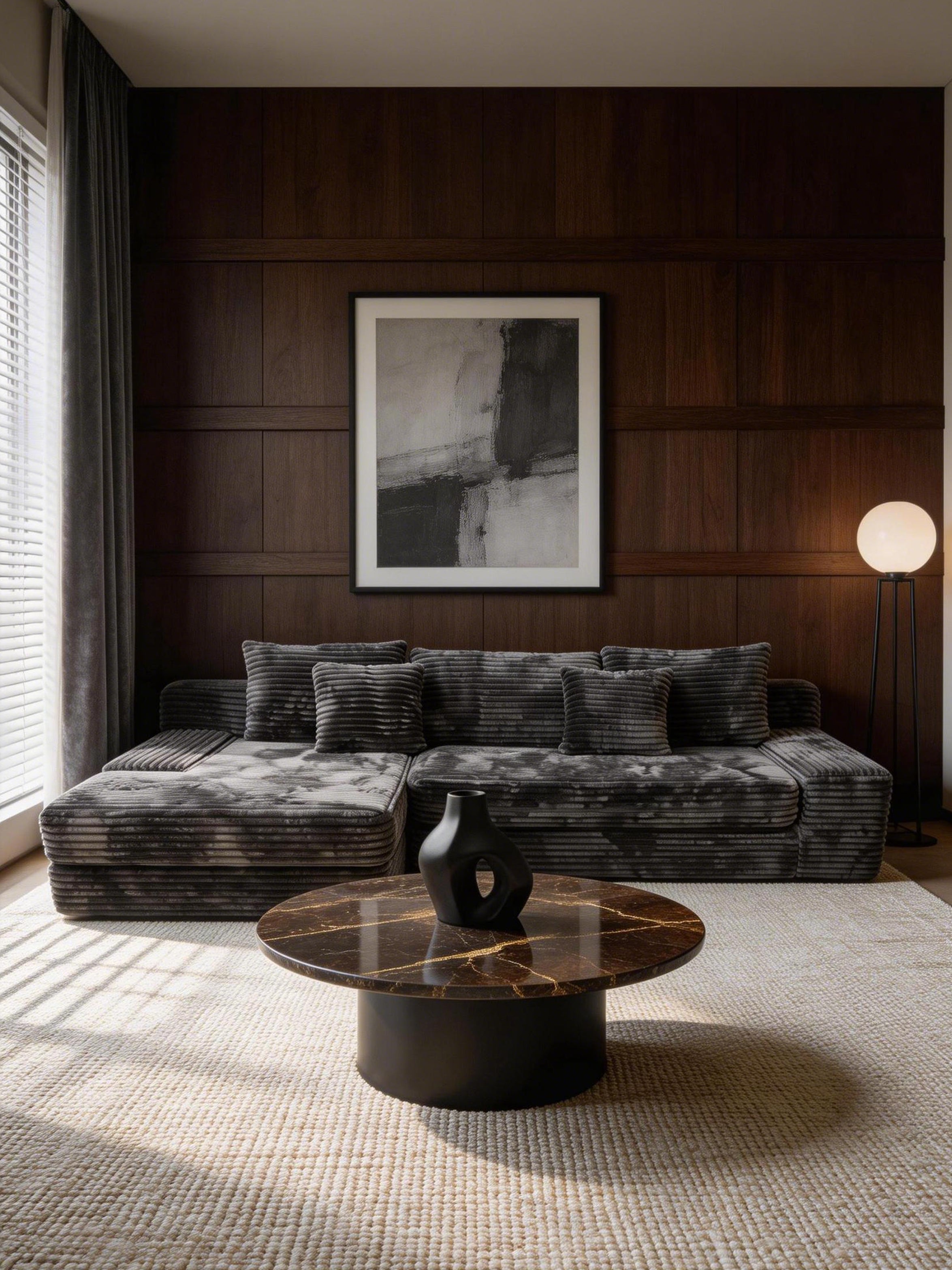 VELVET Shadow Ridge 3-Seater Left-Hand Chaise Sofa