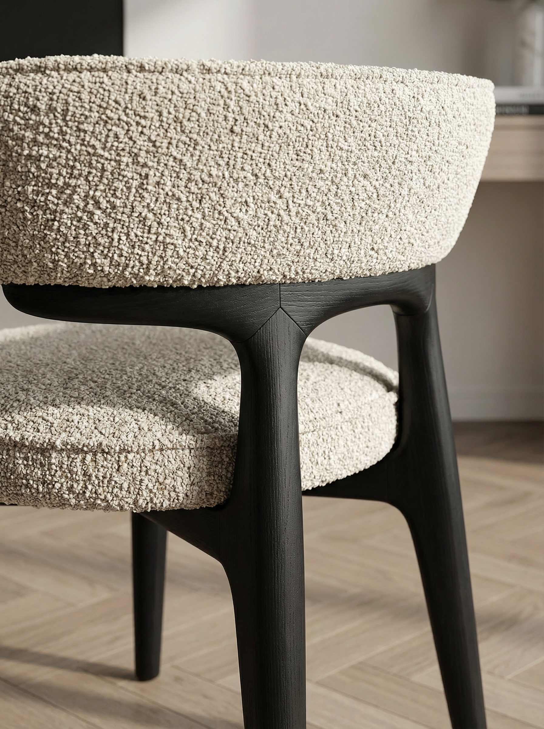 LUCCA Ash Wood Chenille Chair