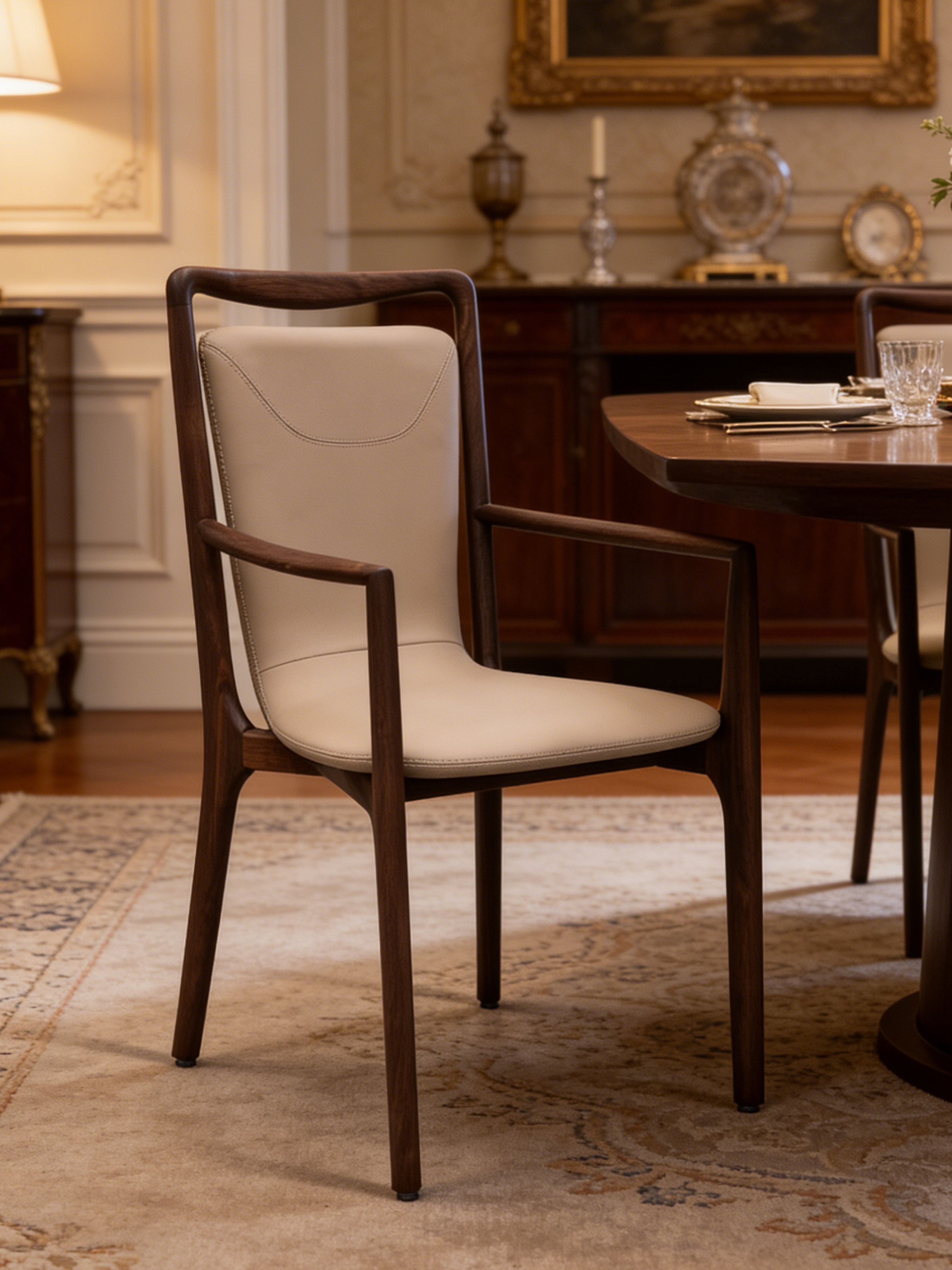 FINO Carver Black Walnut Vegan Leather Dining Chair