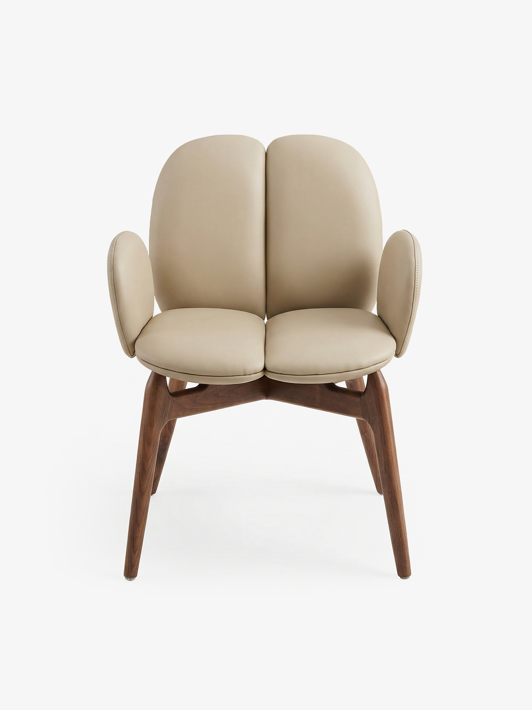 NOCE Designer Walnut Vegan Leather Dining Chair with Armrests