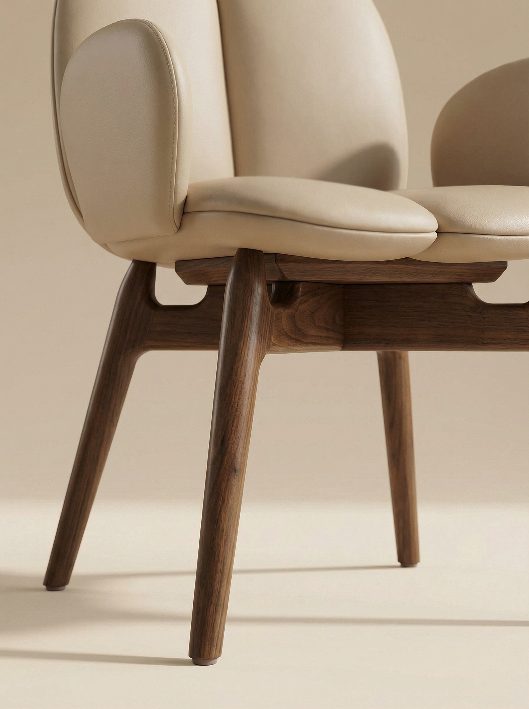 NOCE Designer Walnut Vegan Leather Dining Chair with Armrests