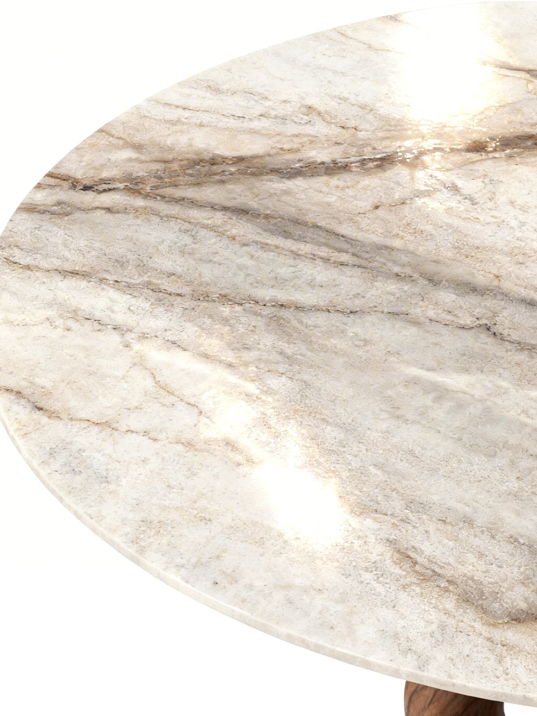 RHEA Marble & Walnut Sculptural Dining Table