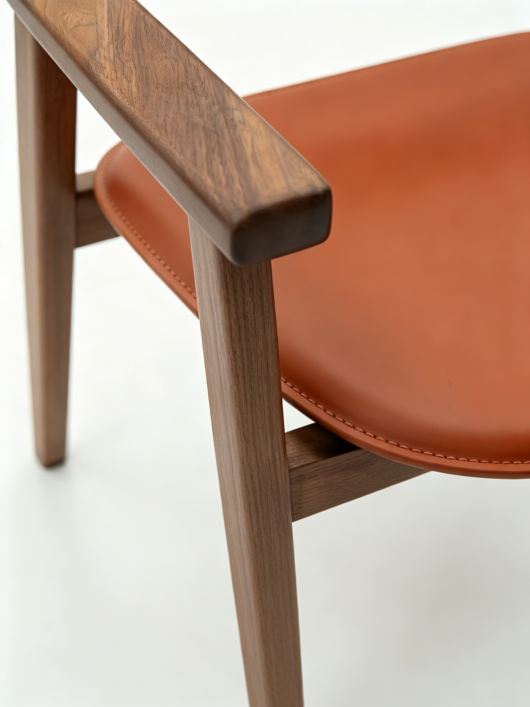 ORLA Walnut Saddle Leather Dining Chair with Armrests