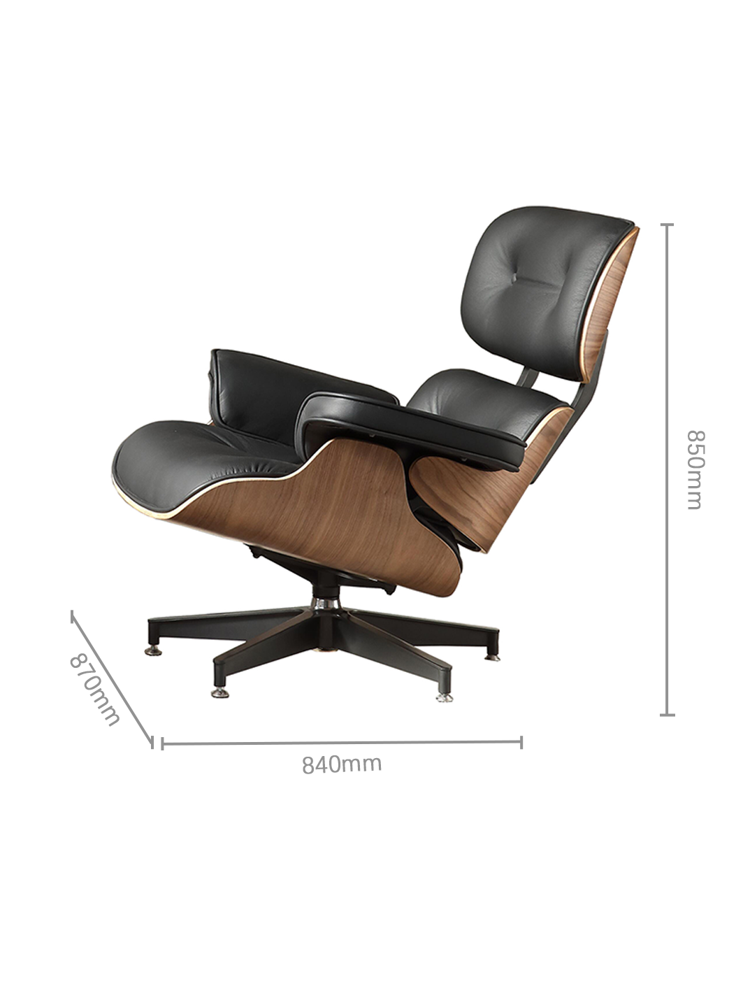 HAVEN Walnut Veneer Leather Lounge Chair & Ottoman