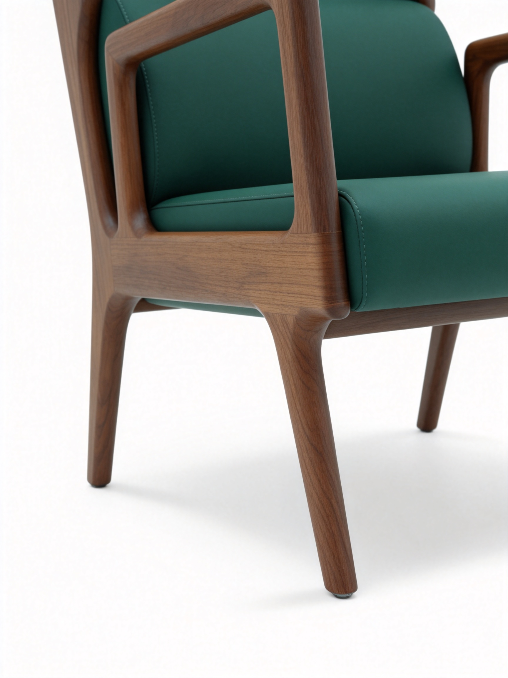 Modern High-Back Black Walnut Leather Accent Chair