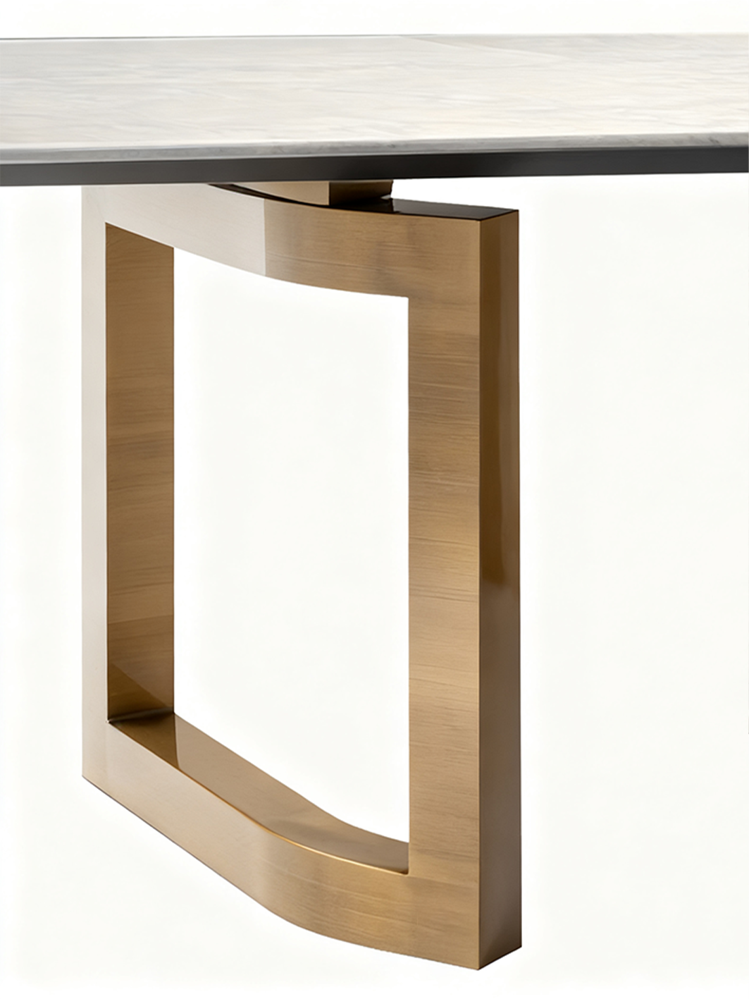 NARSI Natural Marble Dining Table with Fingerprint-Resistant Stainless Steel Leg