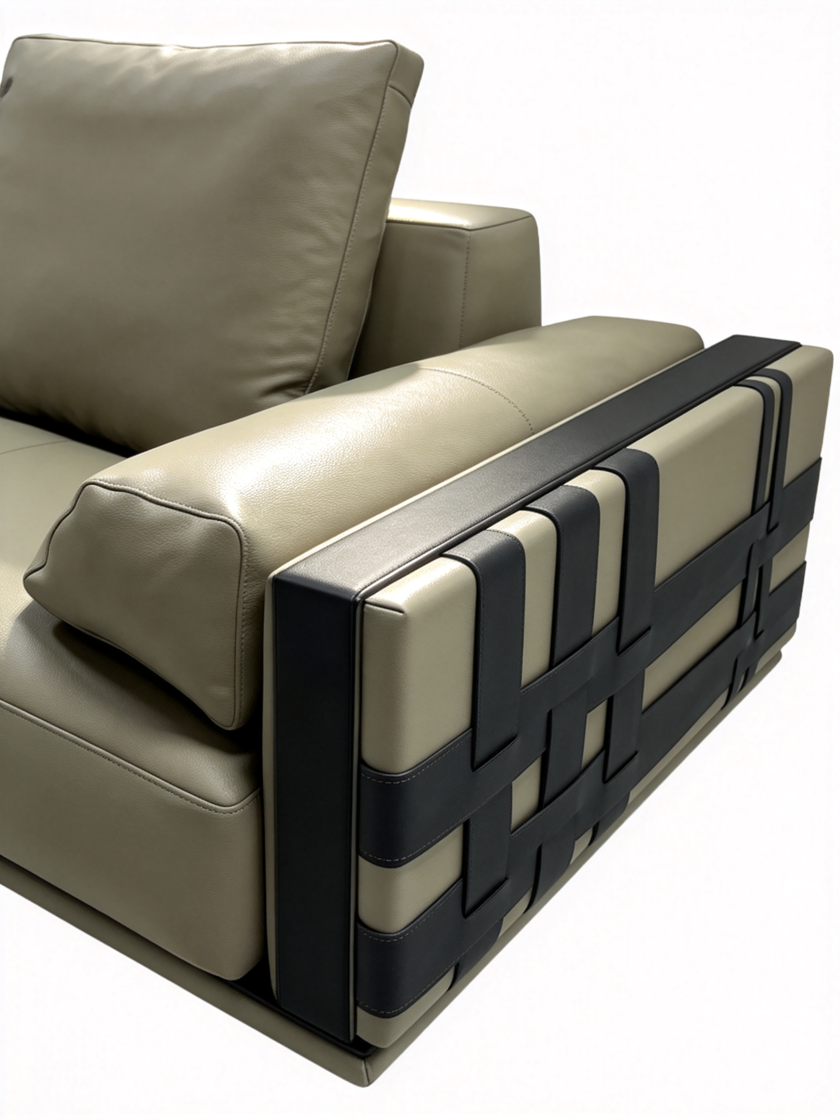 VALENZA Full-Grain Leather 4-Seater Sofa with Woven Saddle Leather Arms