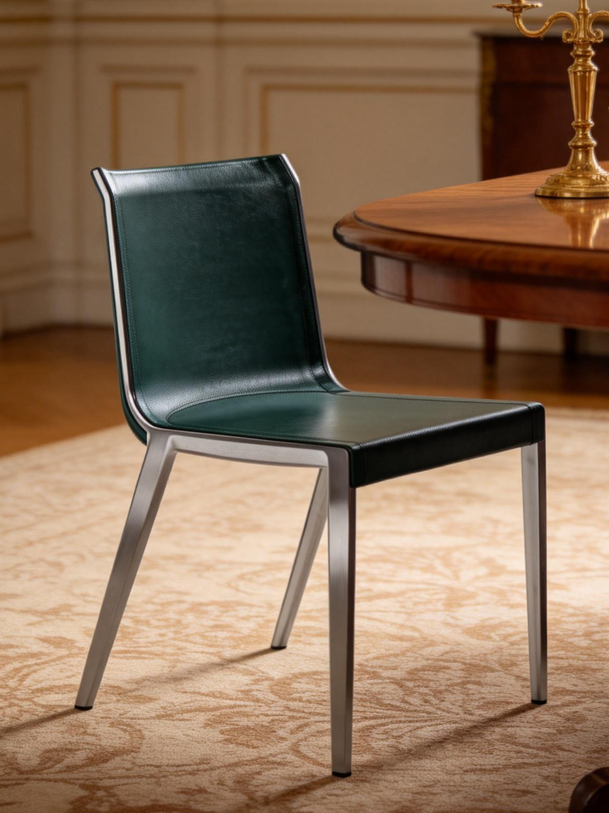 TEVA Teal Saddle Leather Dining Chair