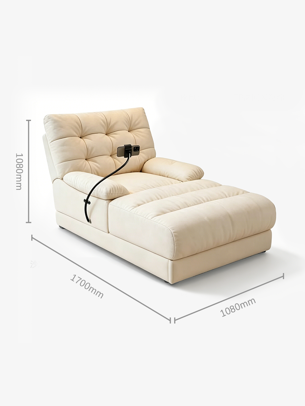 Plume Cloud-Quilted Reclining Chaise Longue
