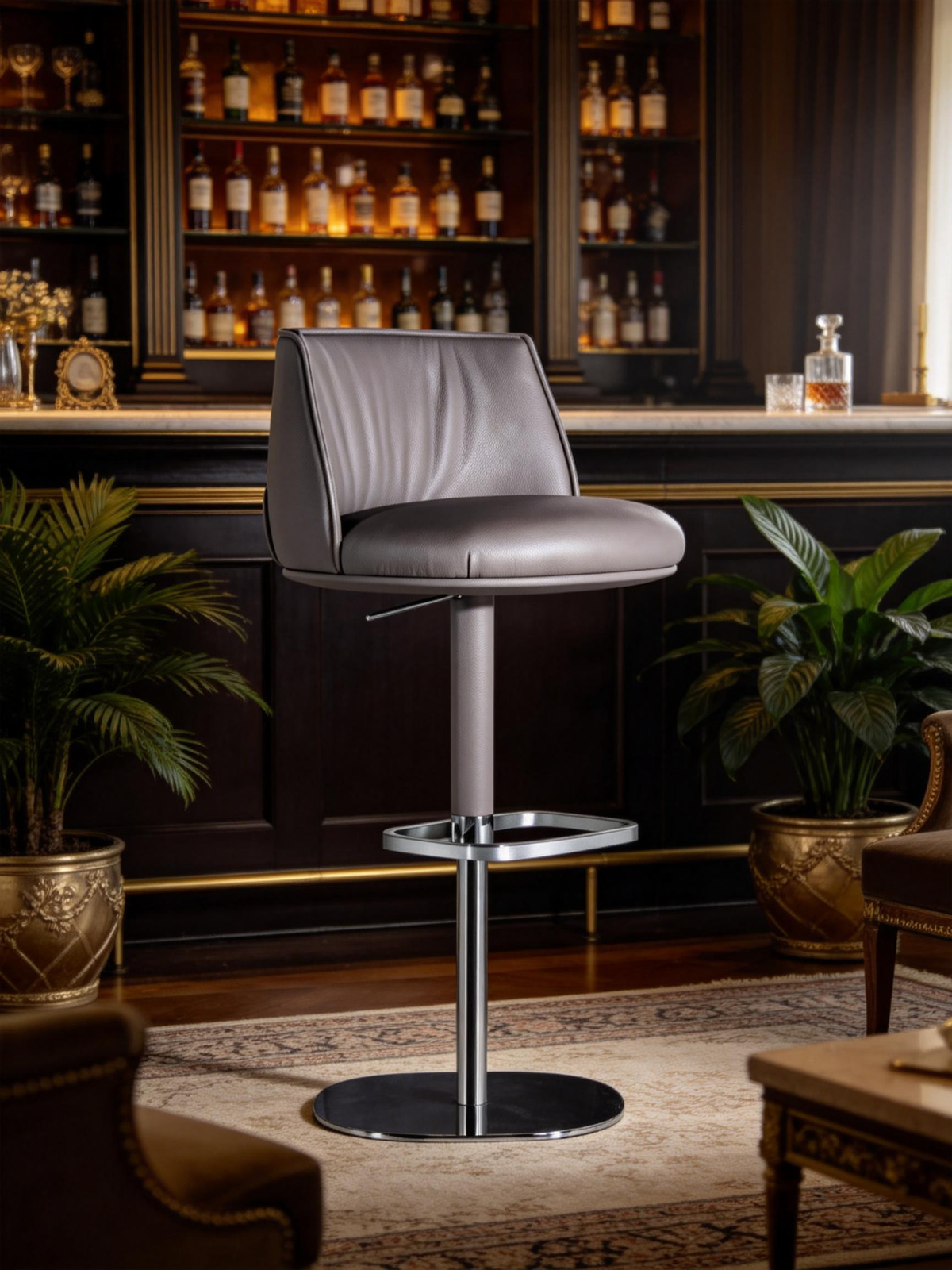 VARO Adjustable Saddle Leather Bar Stool