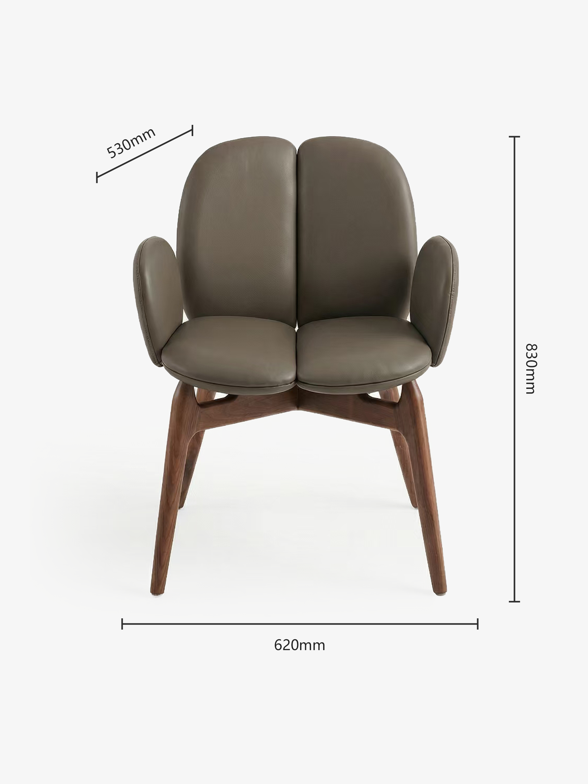NOCE Designer Walnut Vegan Leather Dining Chair with Armrests