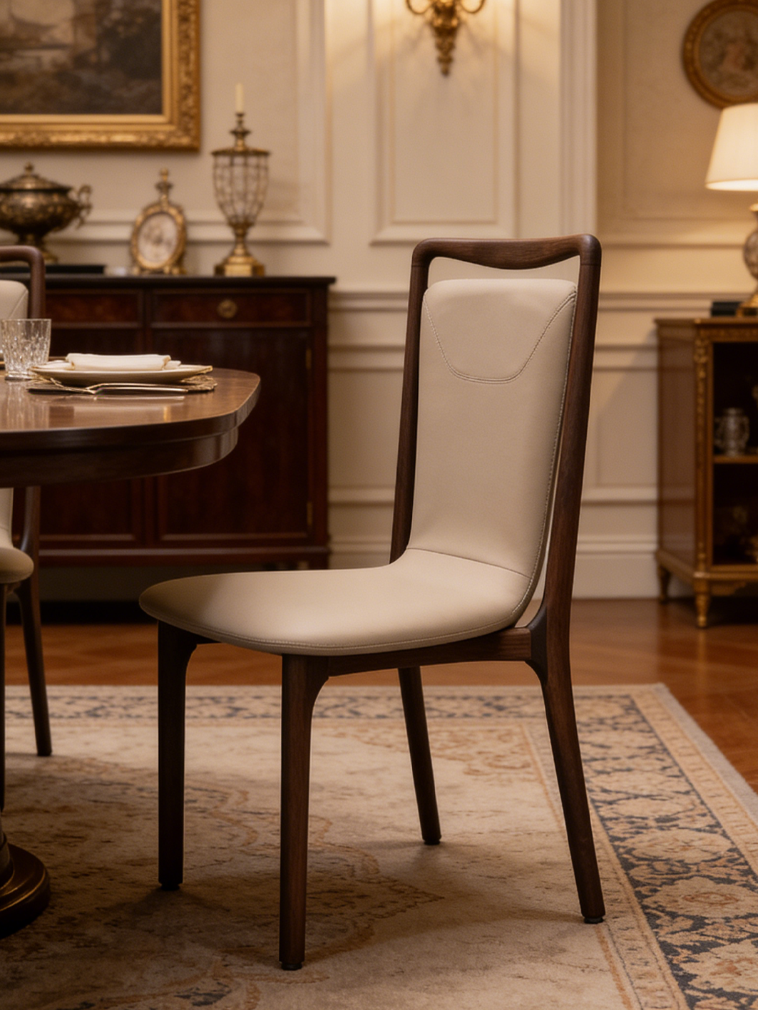 FINO Black Walnut Vegan Leather Dining Chair