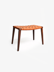NERO Black Walnut Woven Saddle Leather Bench