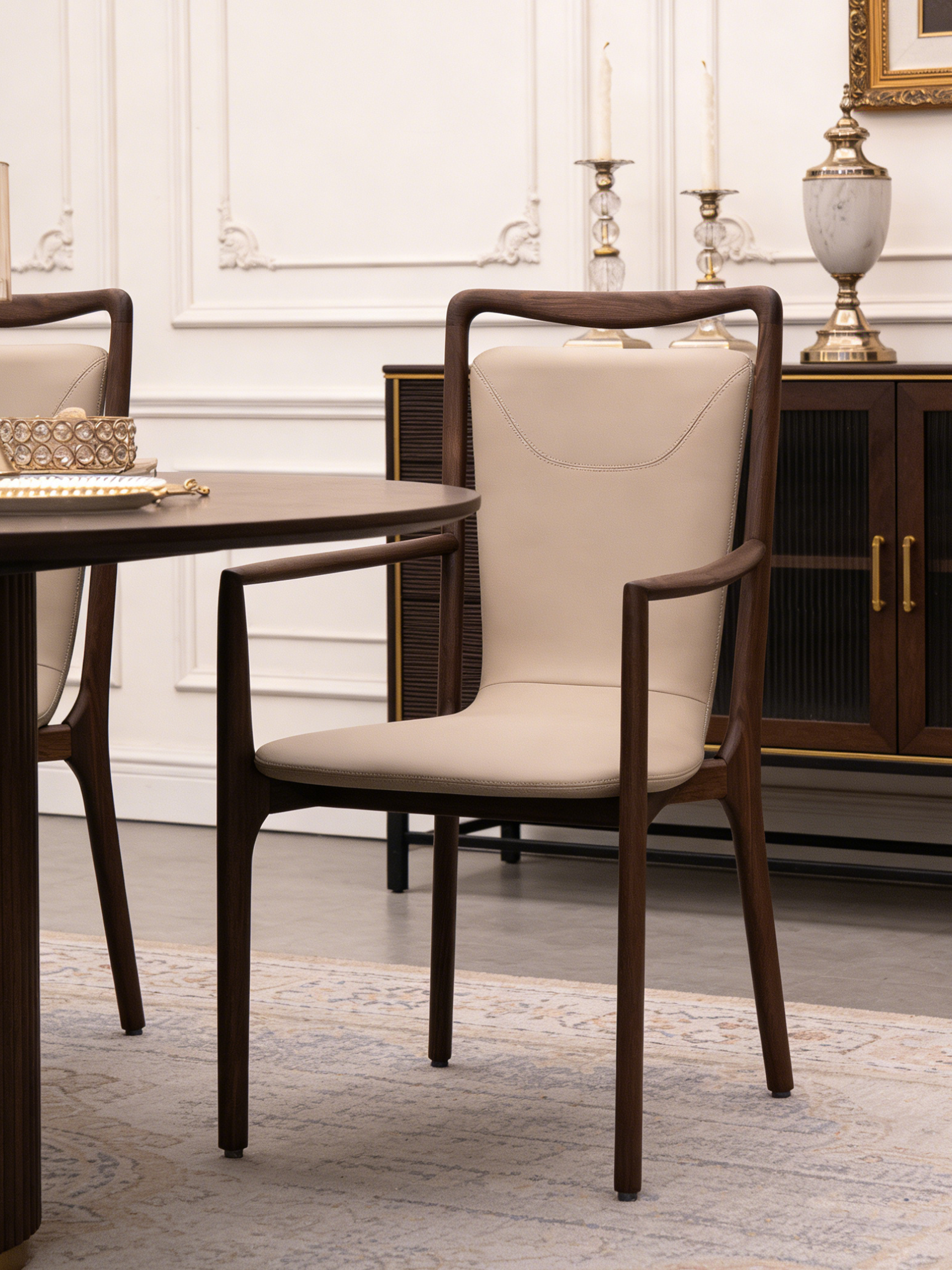 FINO Carver Black Walnut Vegan Leather Dining Chair