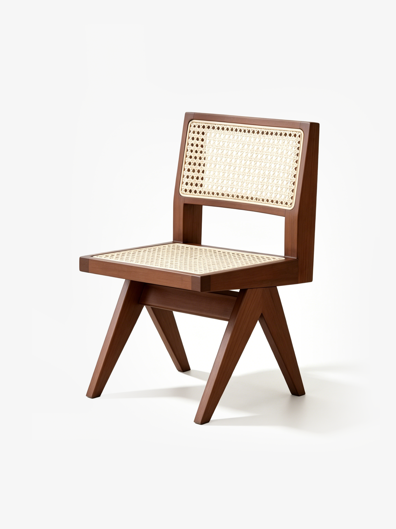 SERATA Walnut Rattan Dining Chair