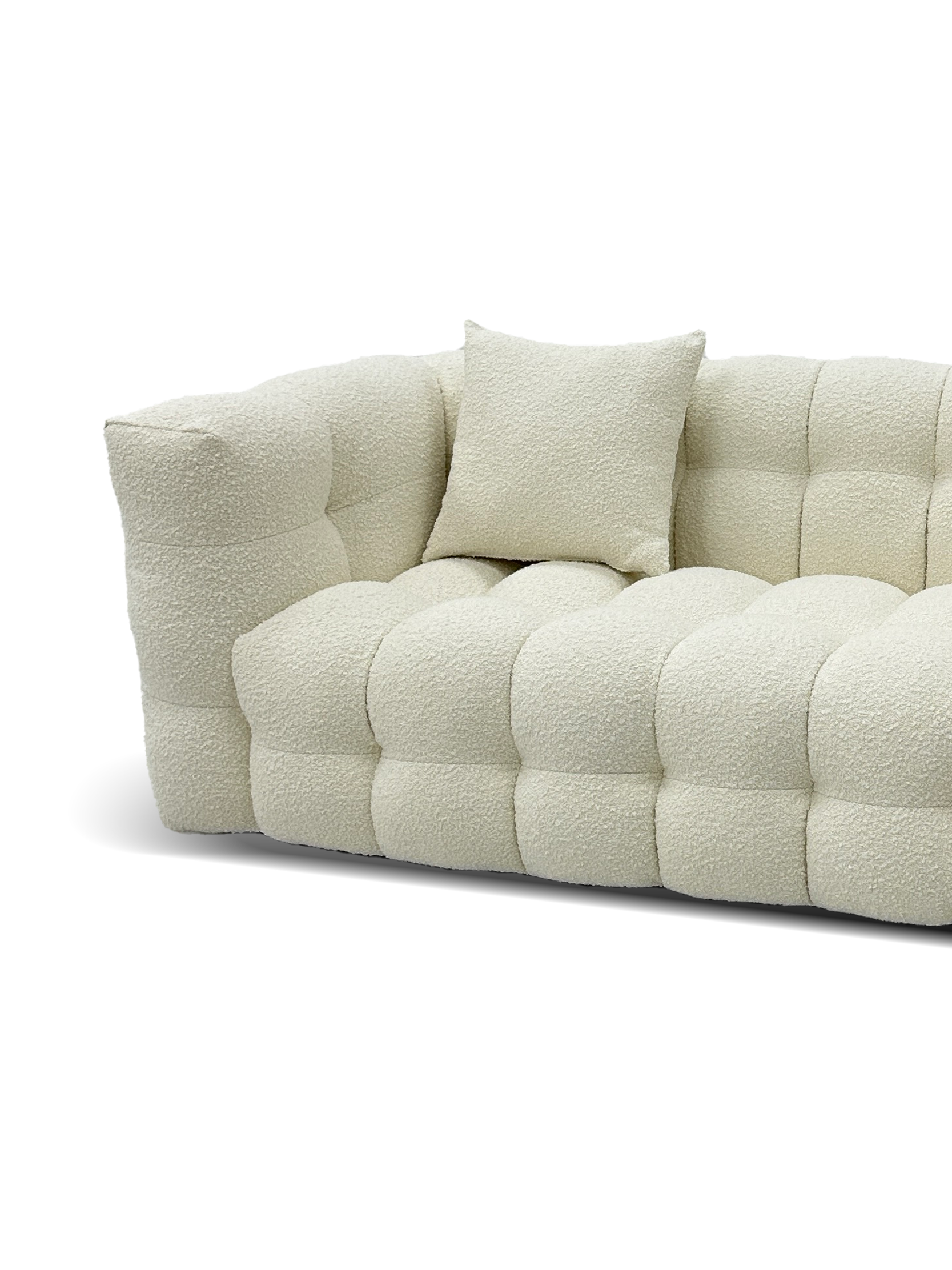 CALDO 3-Seater Grid-Tufted Teddy Sofa