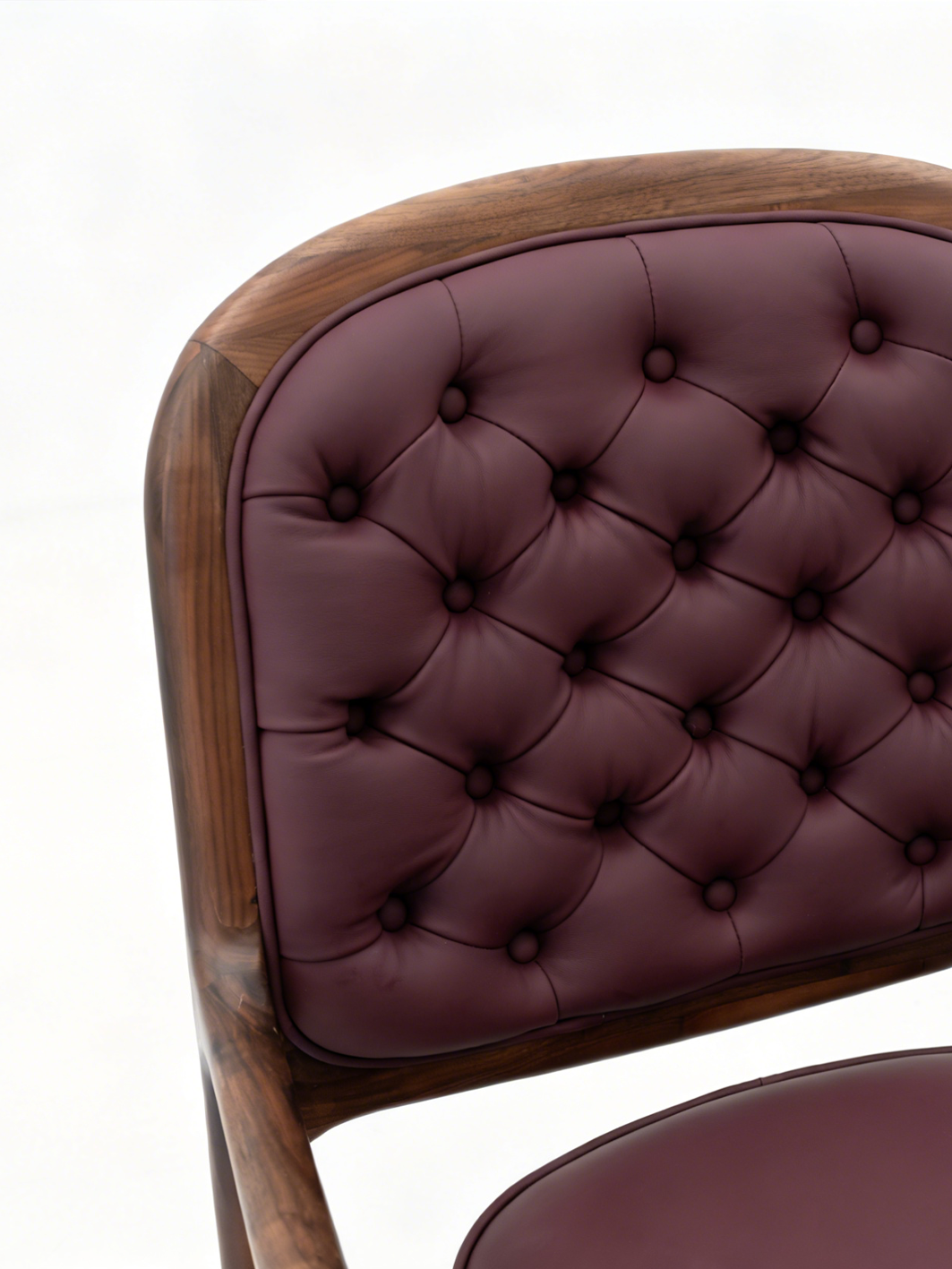 HYMN Solid Black Walnut & Quilted Leather Lounge Chair