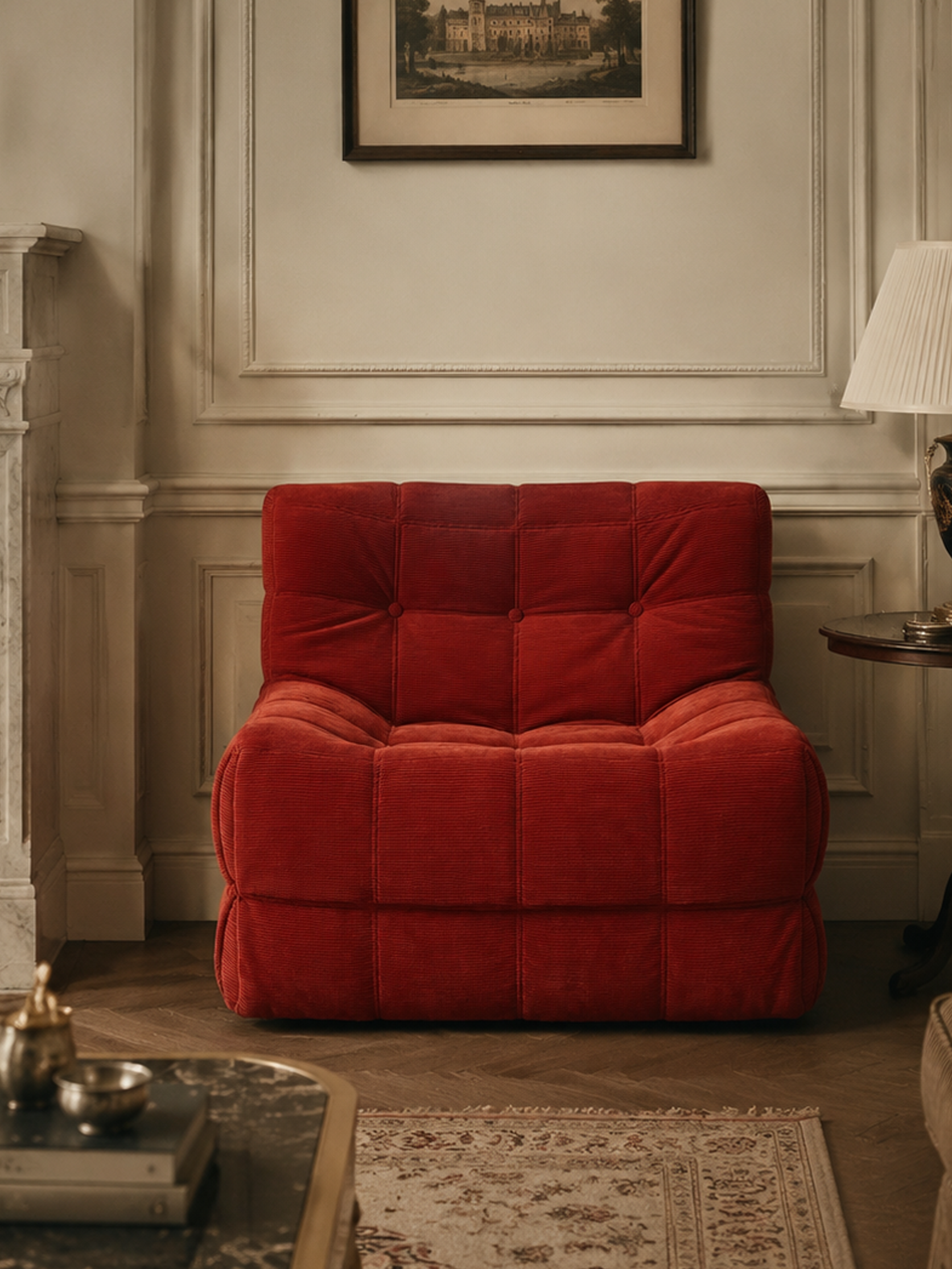 POMO Red Quilted Lounge Chair