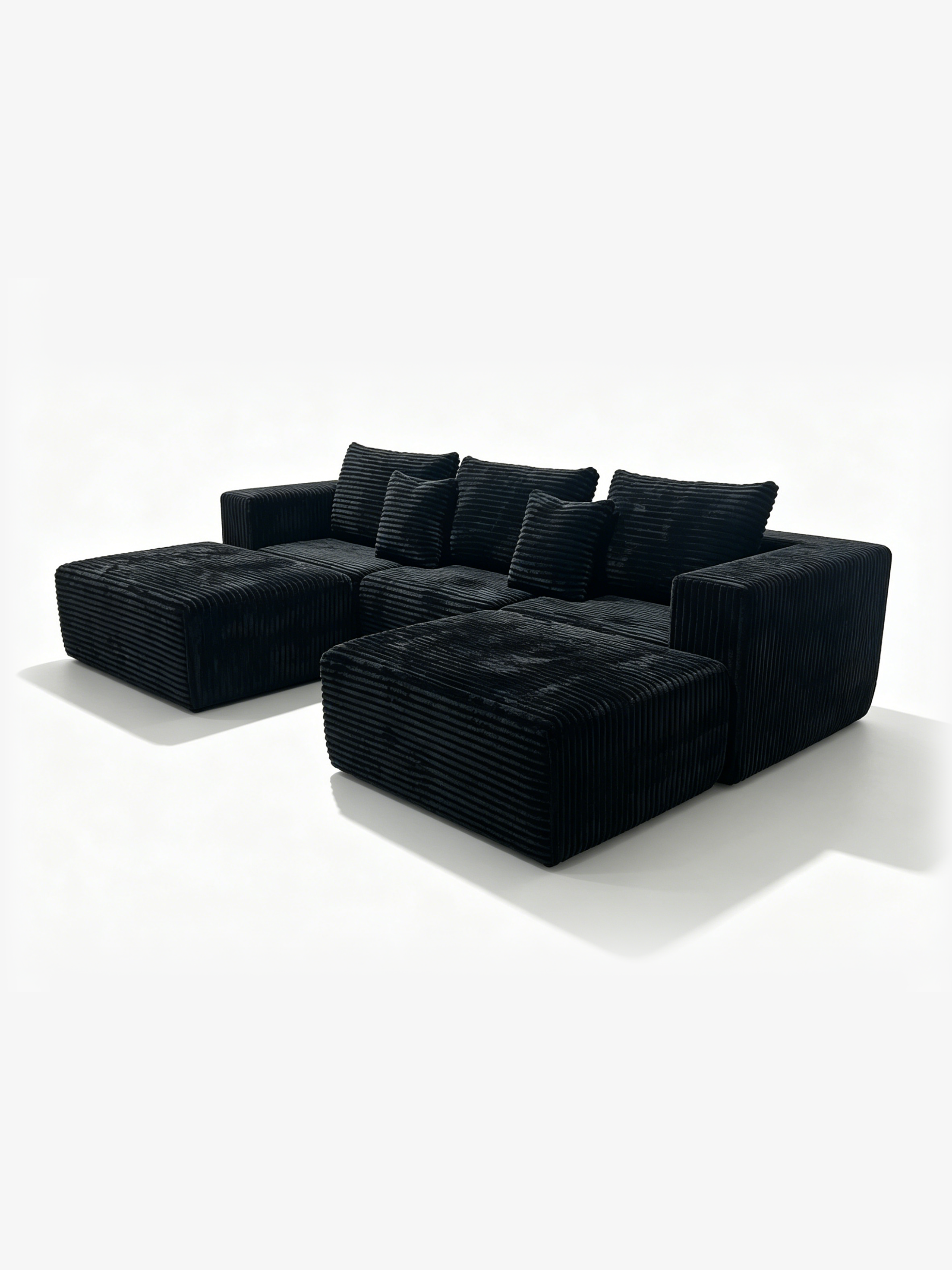 Nest Italian Contemporary Velvet U-Shape Sofa