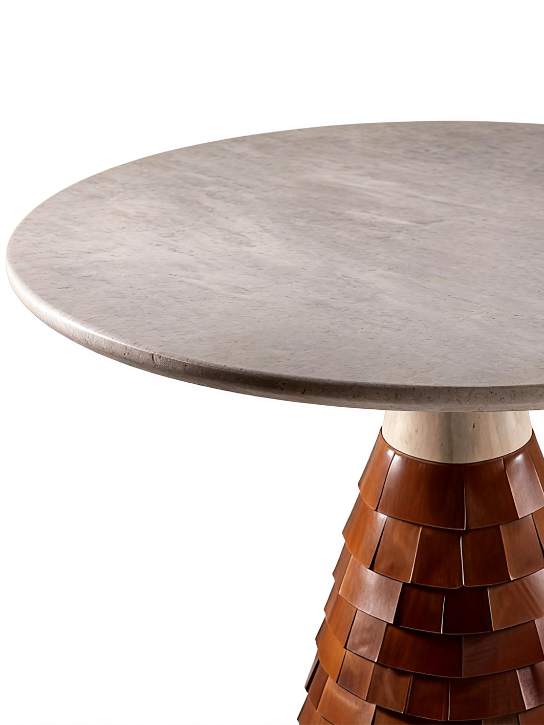 Selene Marble & Saddle Leather Round Dining Table