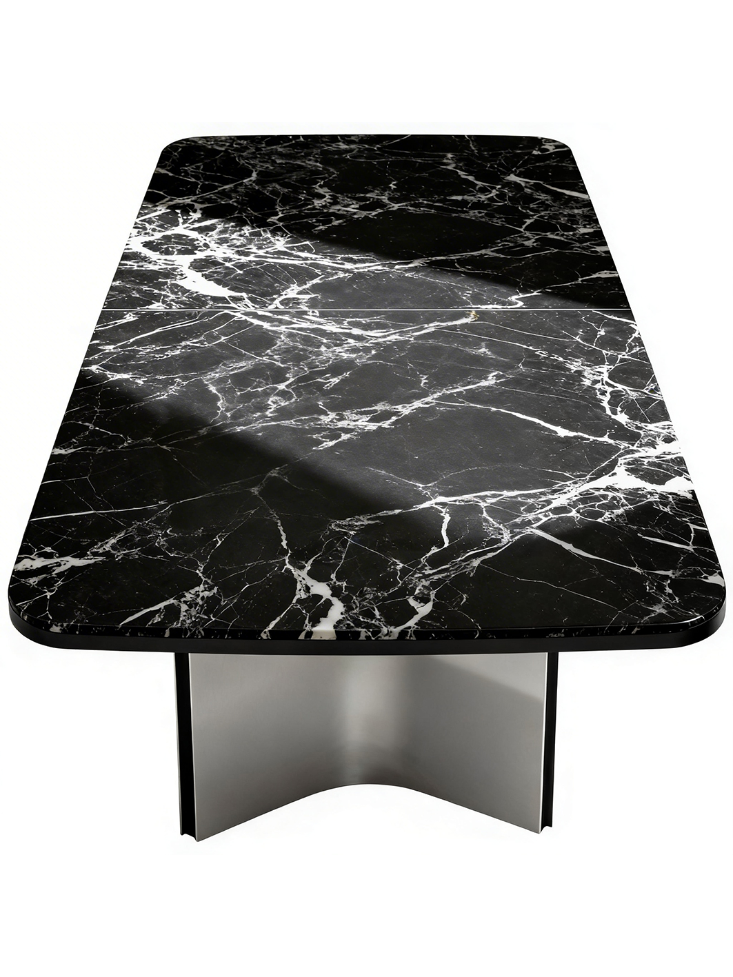 NERO Marquina Marble Dining Table with Titanium Legs