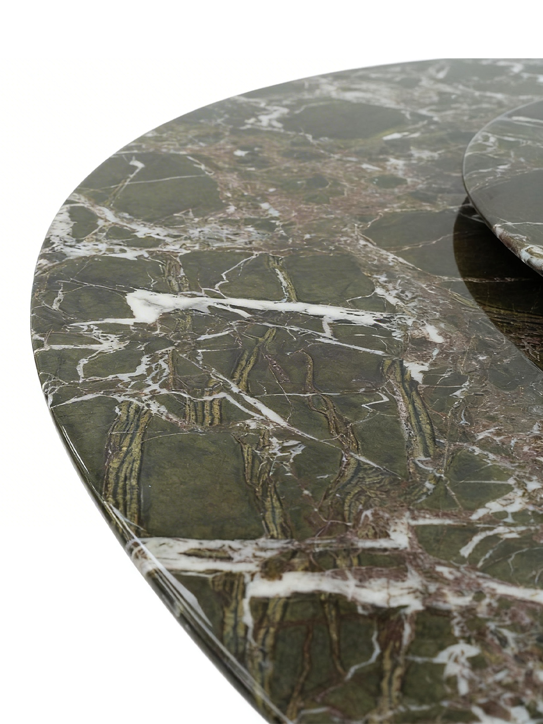 BRERA Prato Green Marble Round Dining Table with Lazy Susan