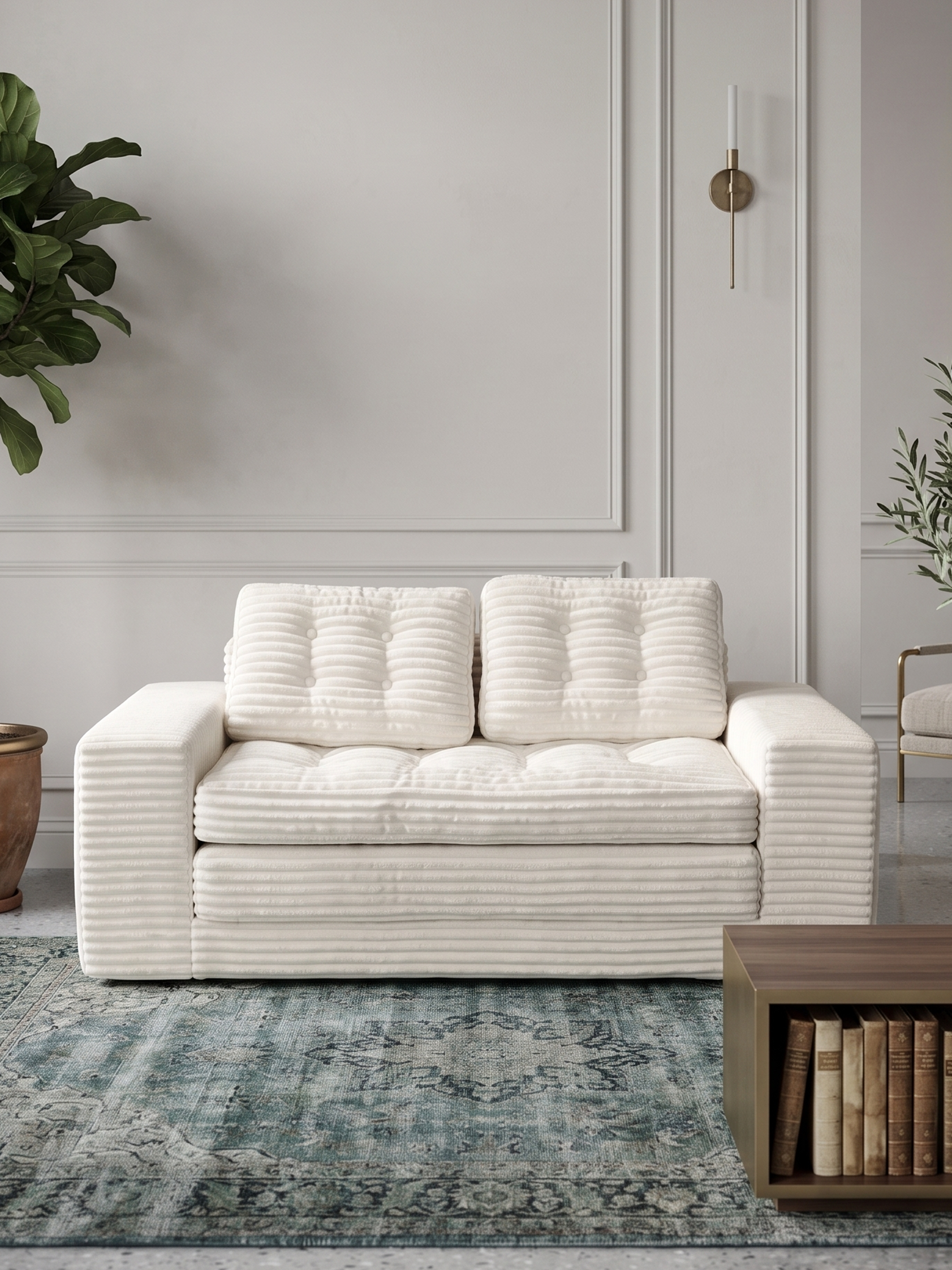 Cord Italian Contemporary Velvet 2-Seater Sofa