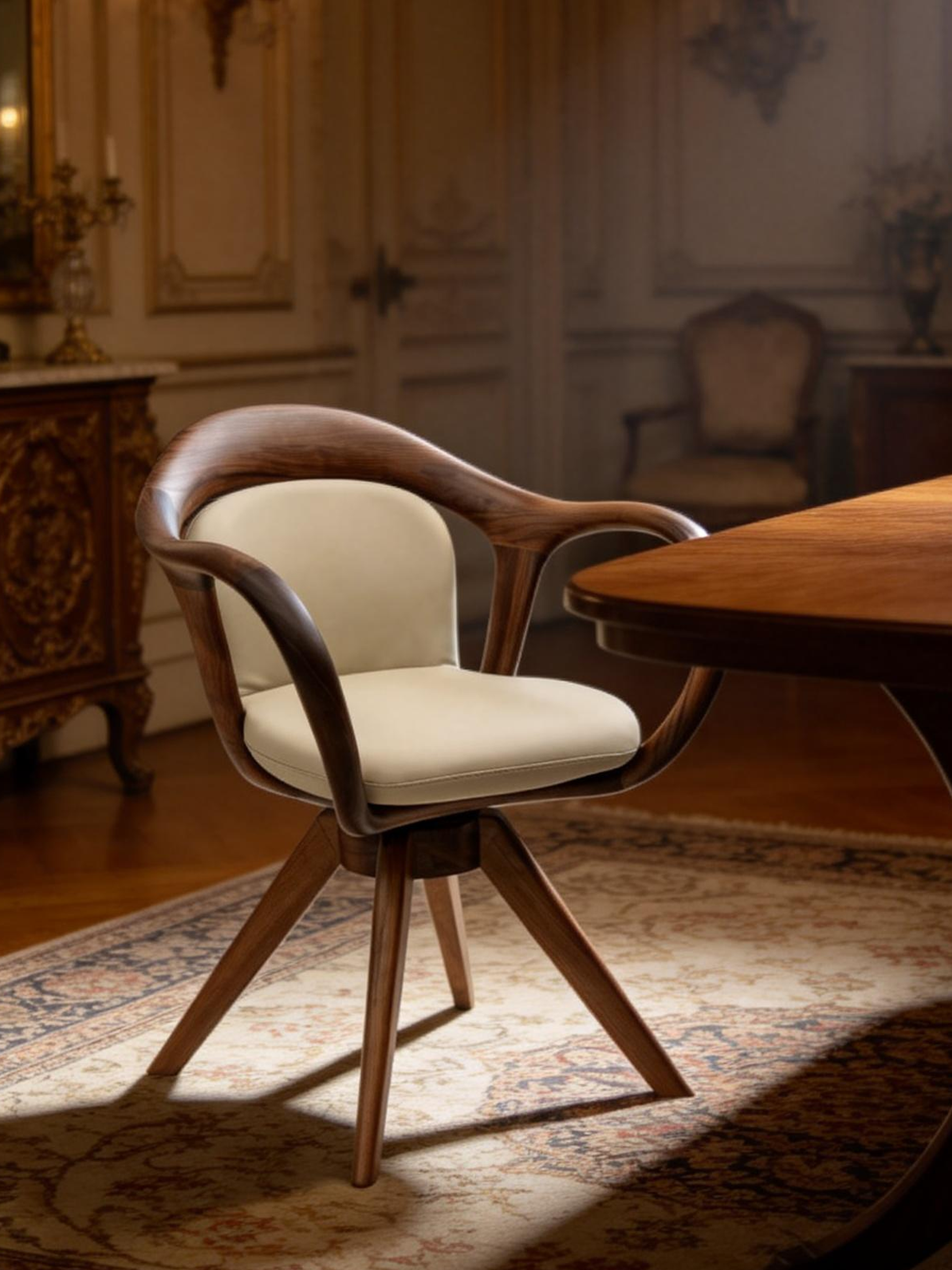 AUREL Black Walnut Vegan Leather Swivel Office Chair