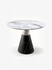 Selene Marble & Saddle Leather Round Dining Table