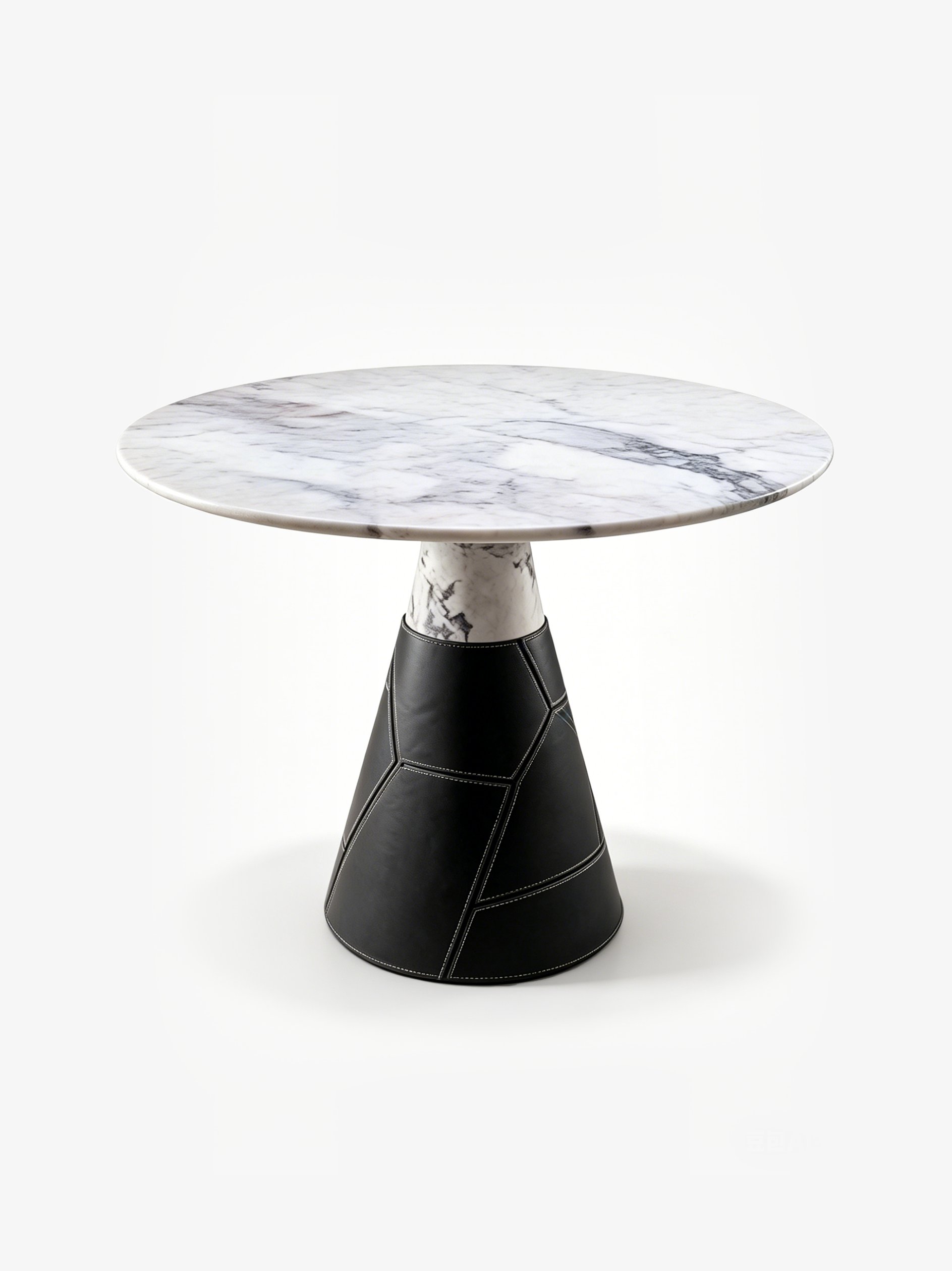 Selene Marble & Saddle Leather Round Dining Table
