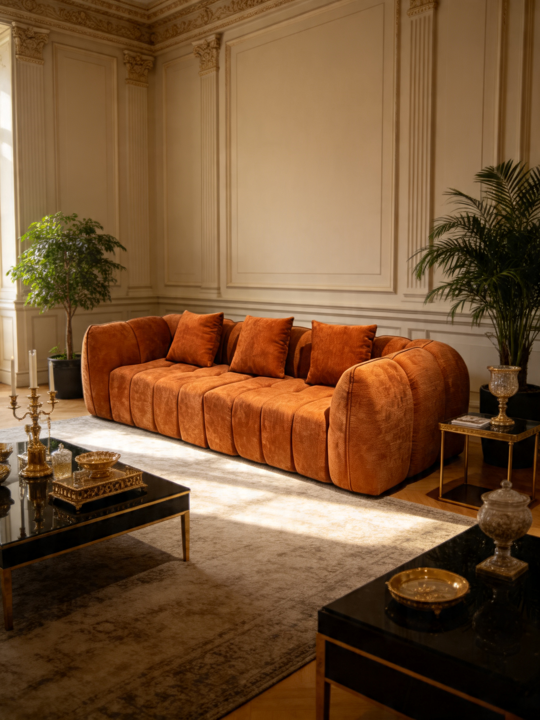 Ridge Italian Contemporary Velvet 3-Seater Sofa