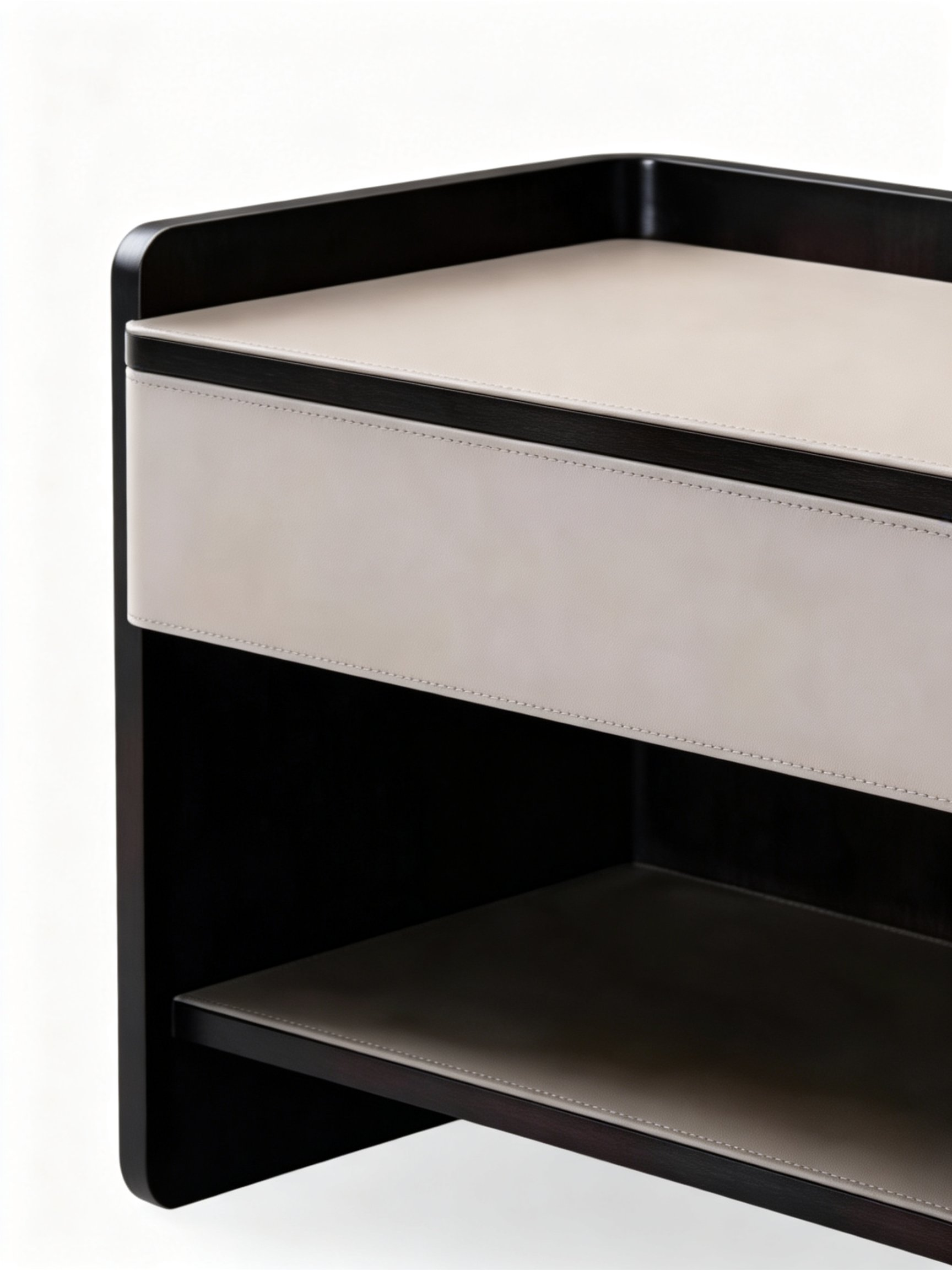 MIST Smoked Wood & Saddle Leather Bedside Table