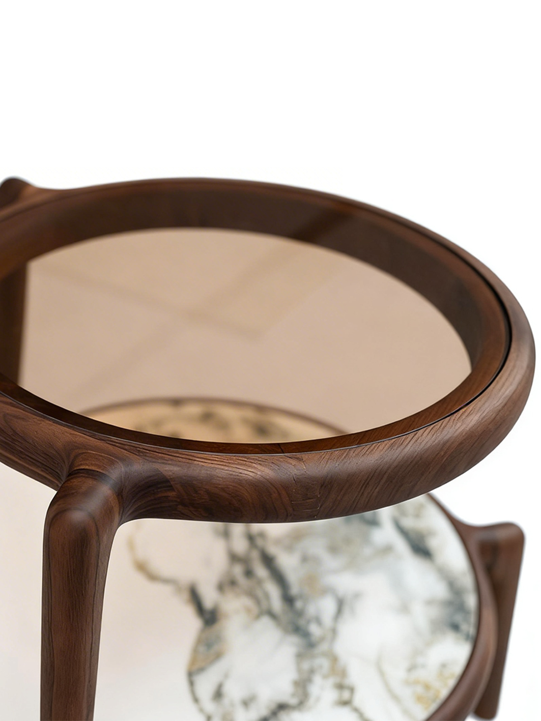 FORMA Solid Black Walnut 2-Tier Side Table