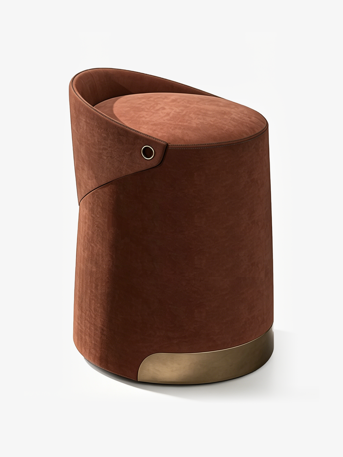CIRCA Saddle Leather & Suede Fabric Dressing Stool