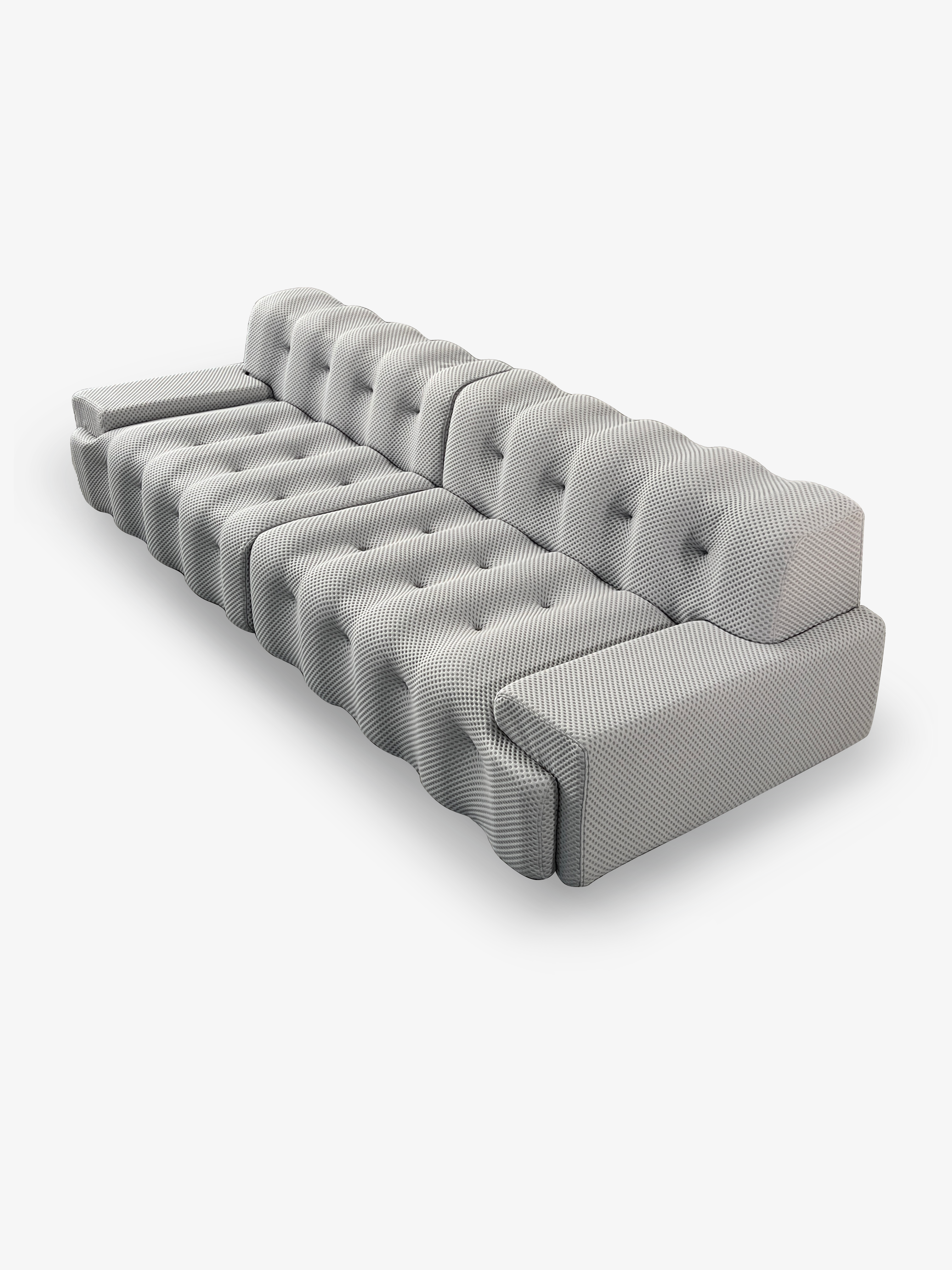 Grid Italian Contemporary Tufted Wave 4-Seater Sofa