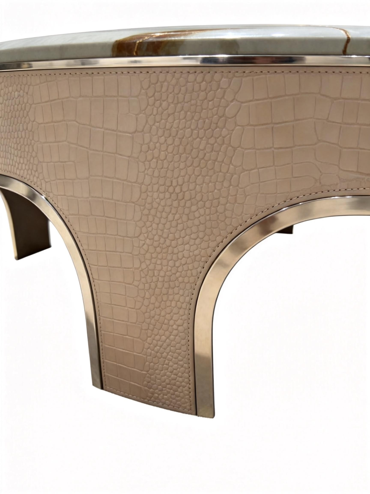 Veil Marble Coffee Table Set of 2 with Saddle Leather Base