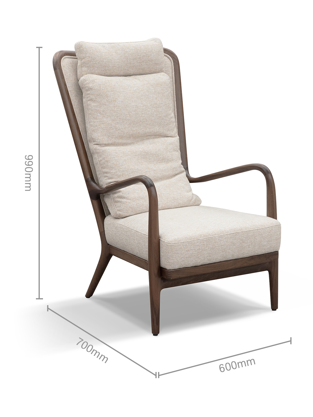 ALTO Solid Black Walnut High-Back Lounge Chair