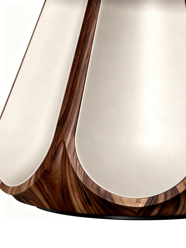 ODETTE Solid Catalpa Wood & Saddle Leather Round Dining Table