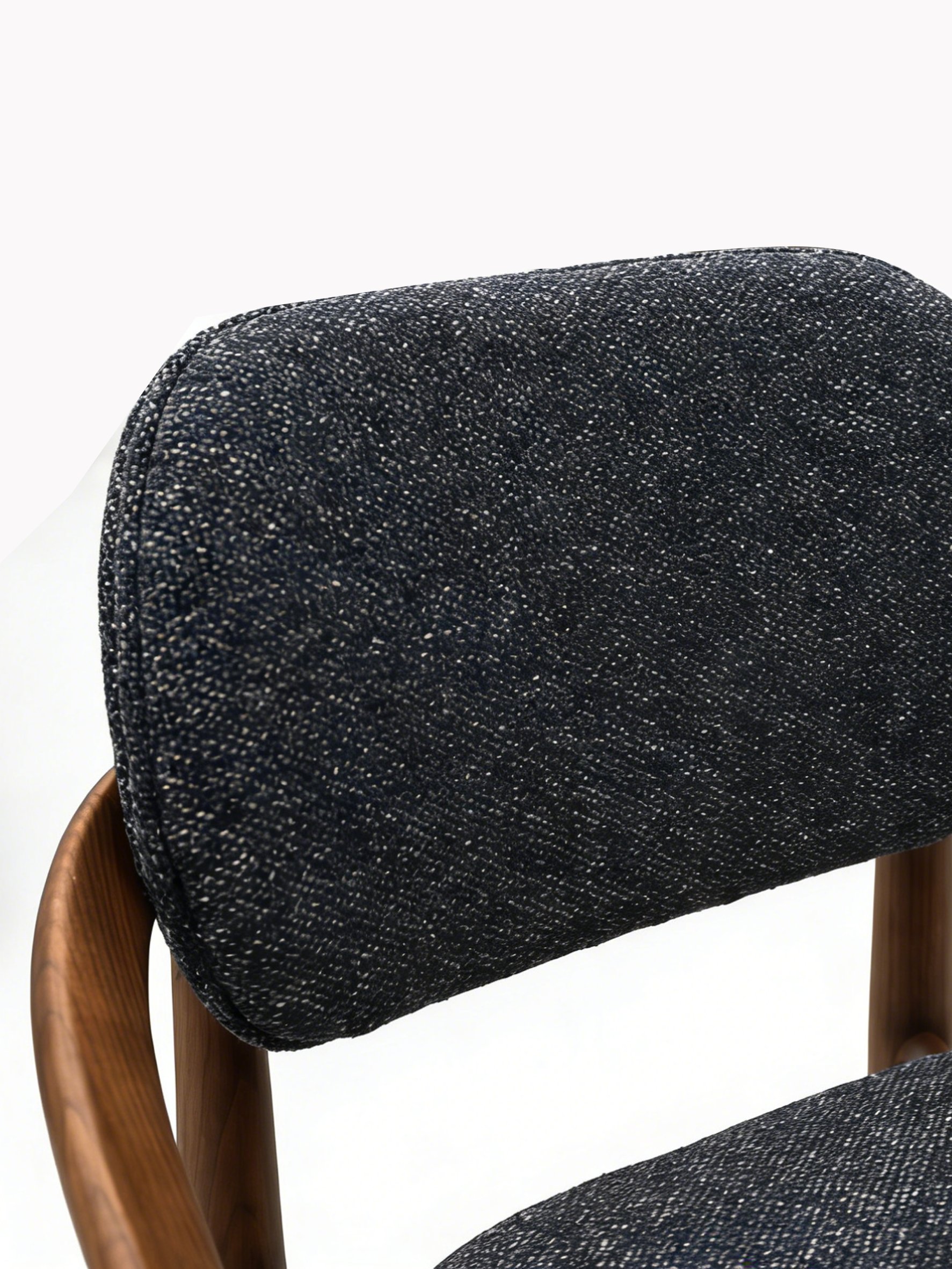 RONDA Black Walnut Fabric Dining Chair with Armrests