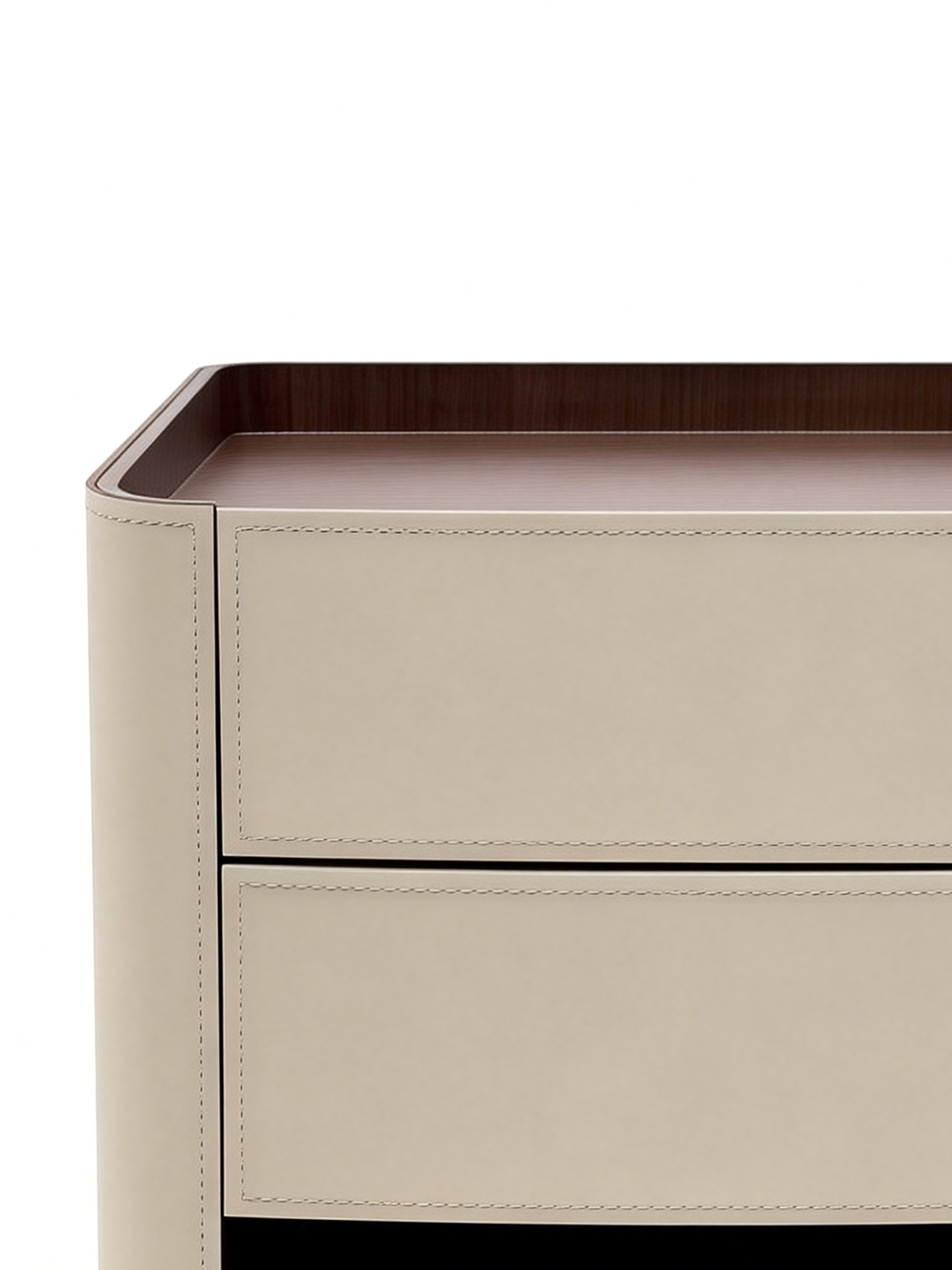 SADDLE Two-Drawer Bedside Table with Saddle Leather Finish