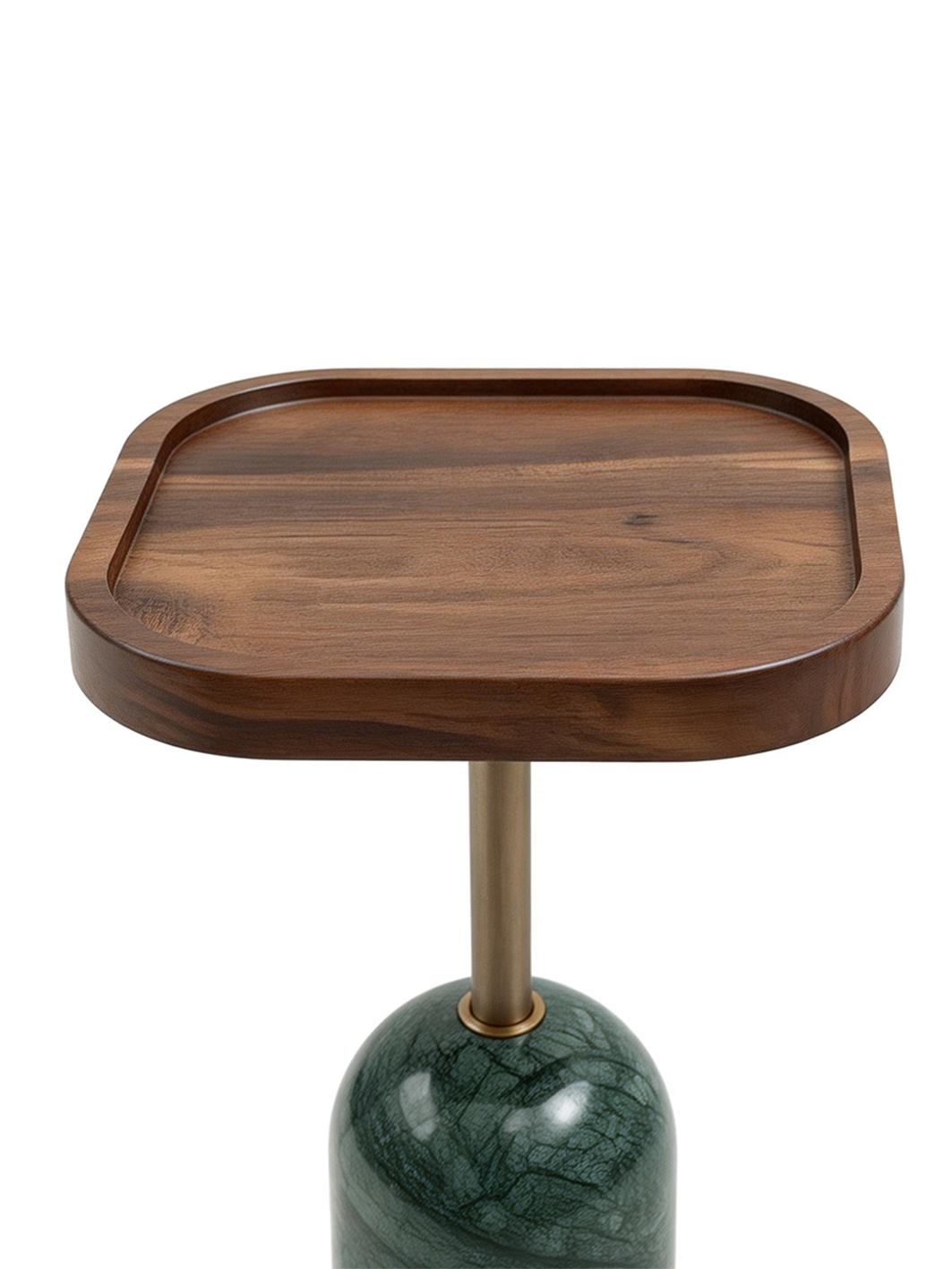KORE Solid Black Walnut Nest of 3 Side Tables with Marble Bases