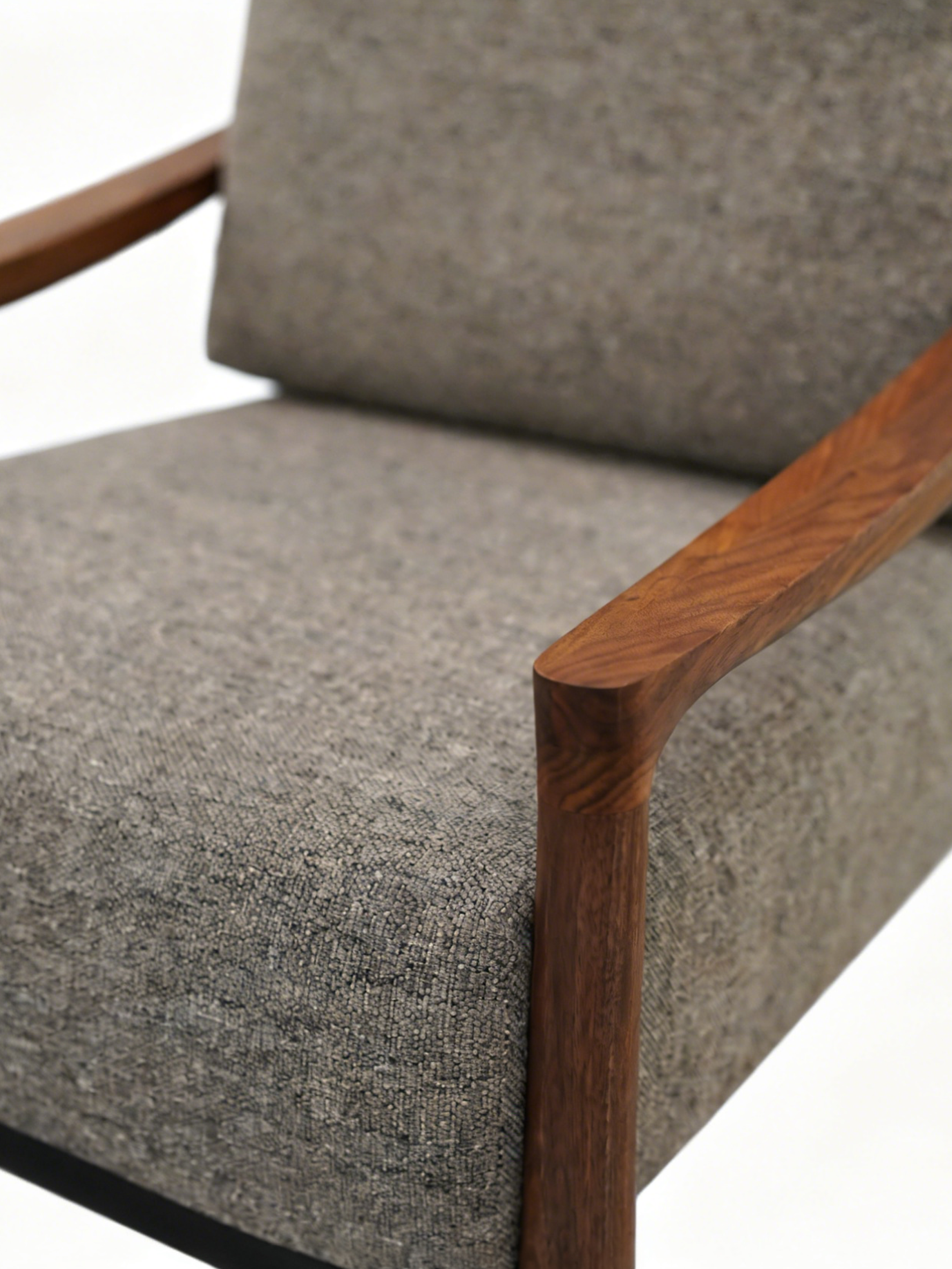 Black Walnut Fabric Accent Chair with Saddle Leather Wrap