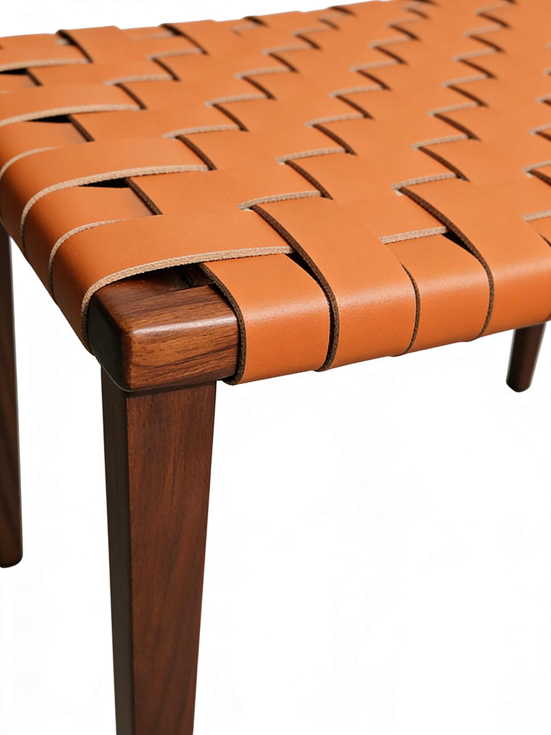 NERO Black Walnut Woven Saddle Leather Bench