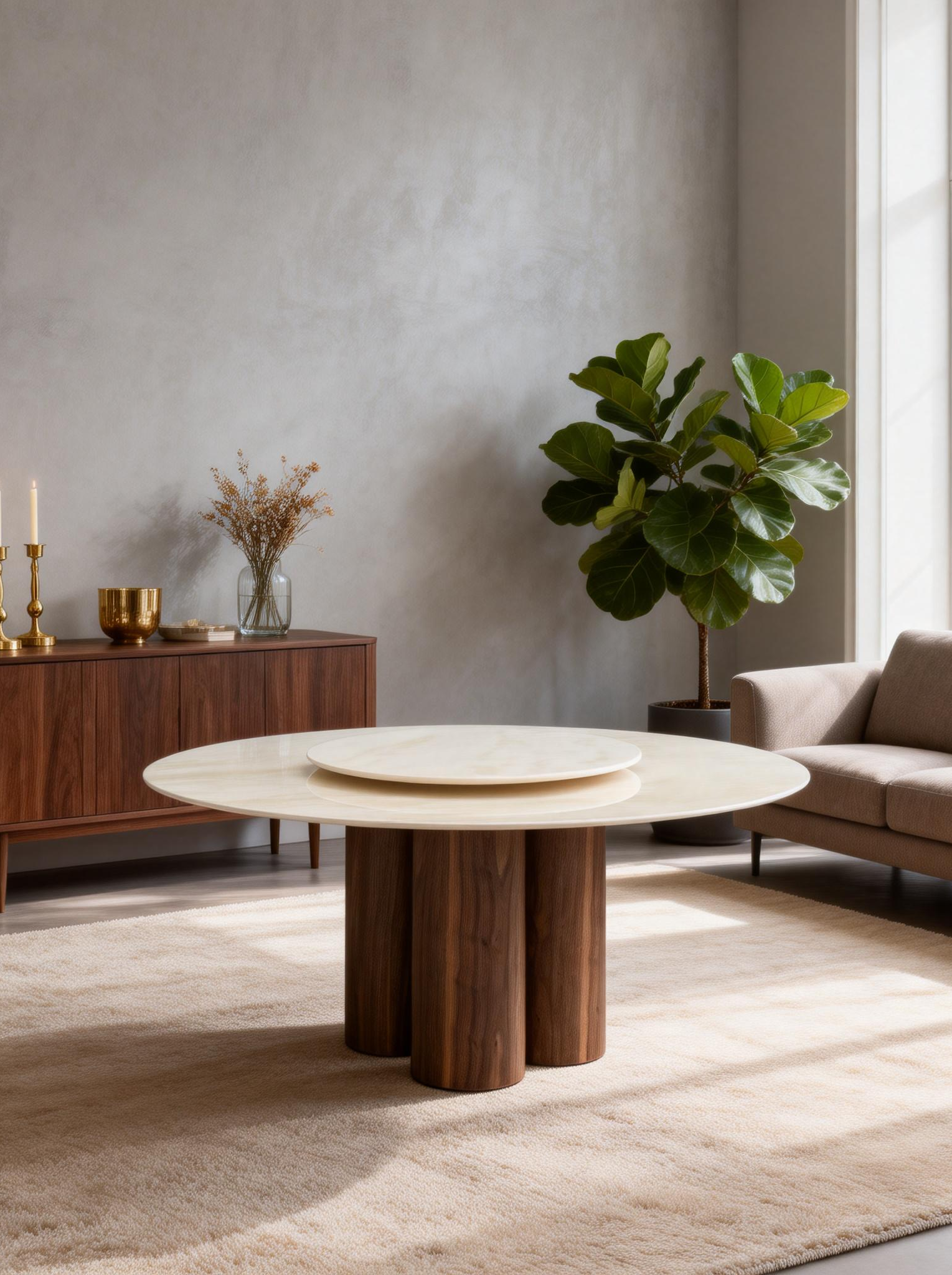 Luca Grey Vein Marble Round Dining Table