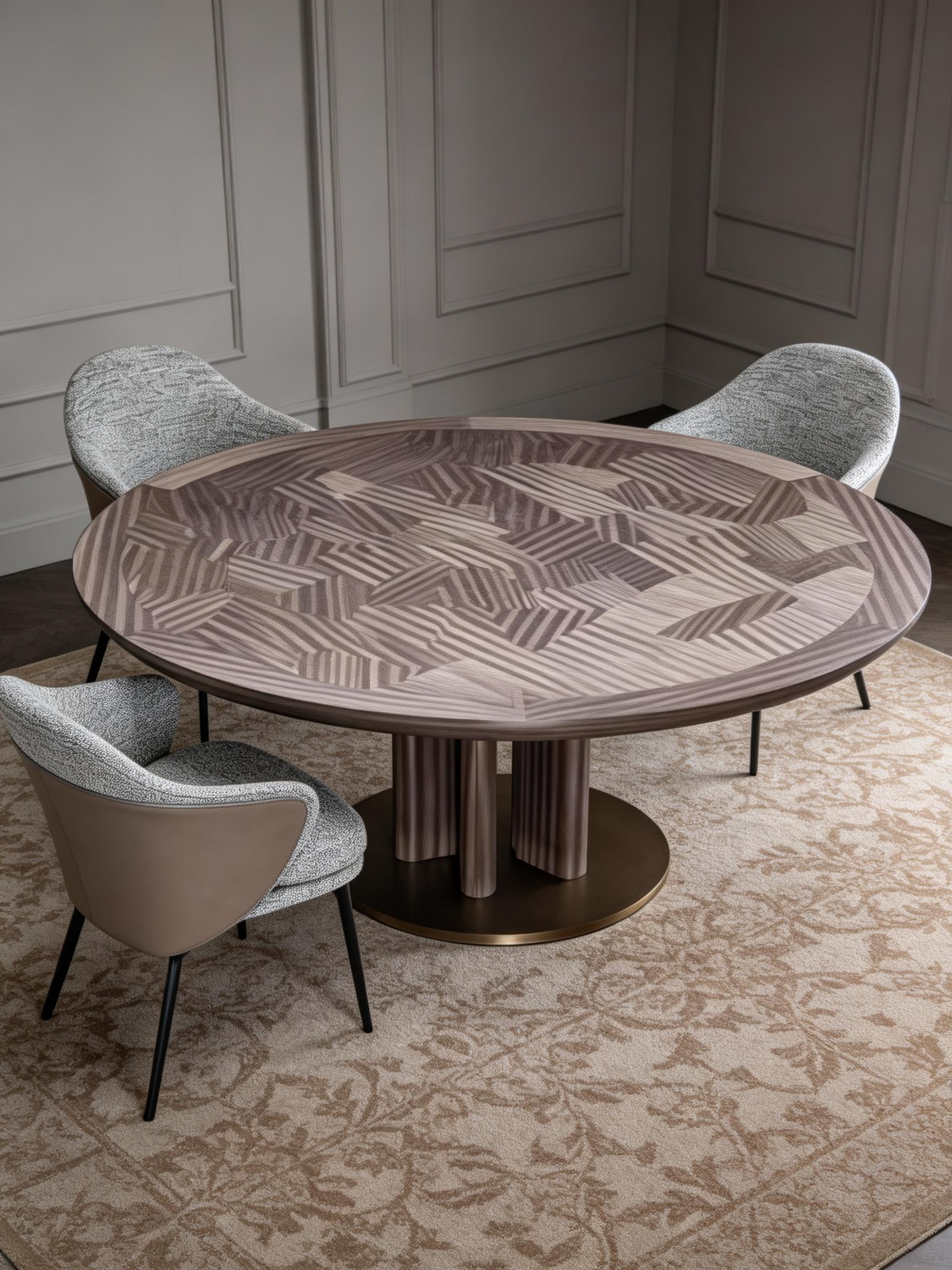 MARLO Round Wood Veneer Dining Table