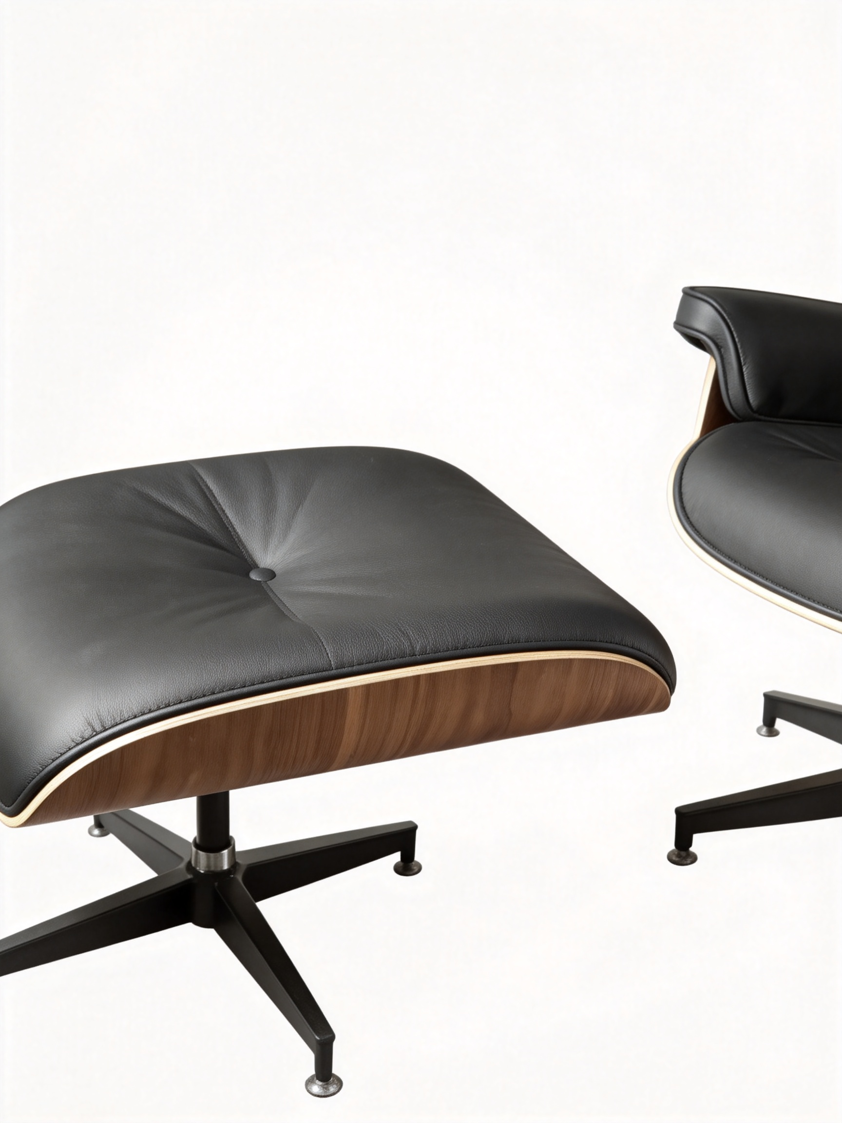 HAVEN Walnut Veneer Leather Lounge Chair & Ottoman