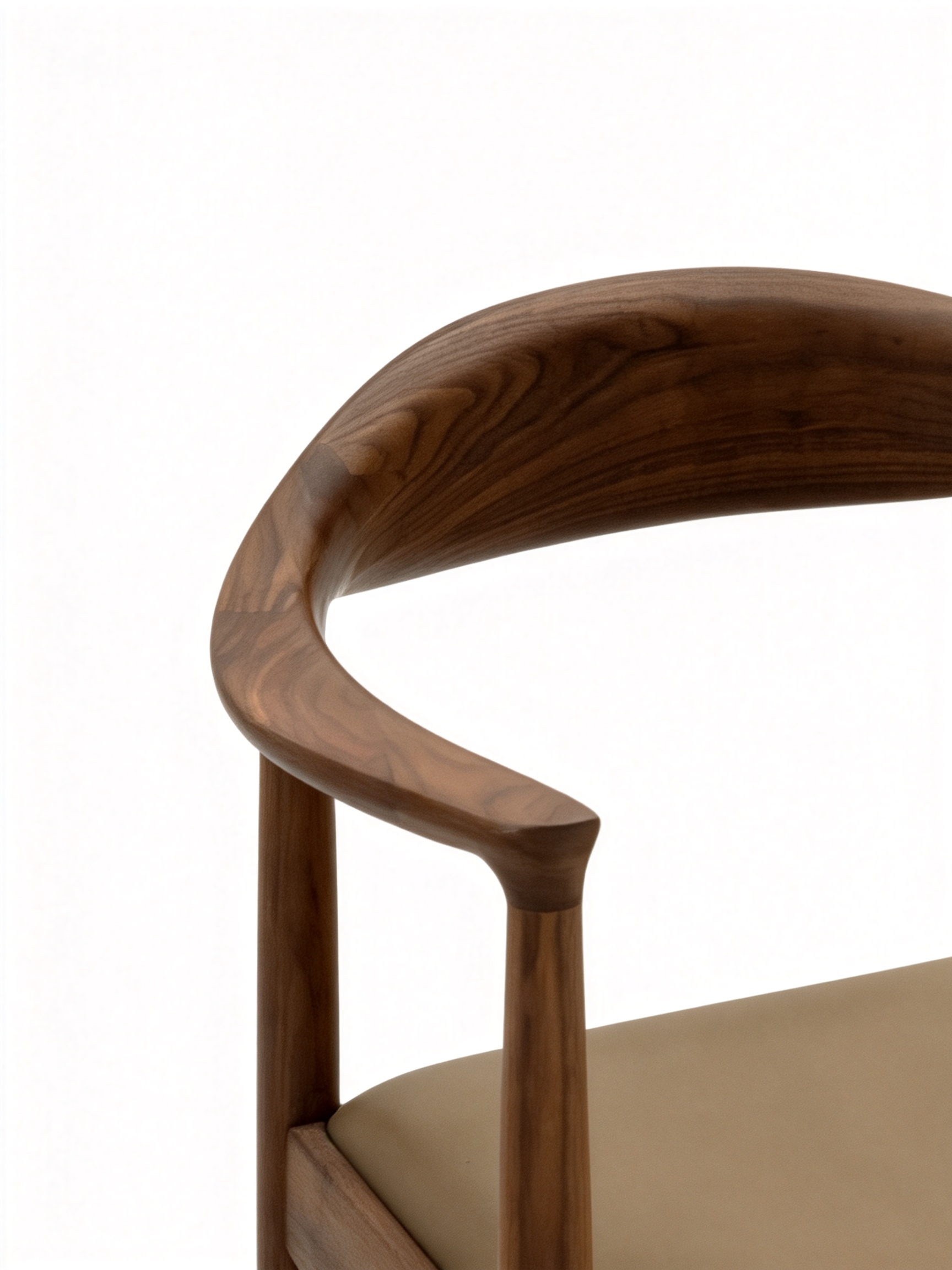 LUNA Black Walnut Vegan Leather Dining Chair with Armrests
