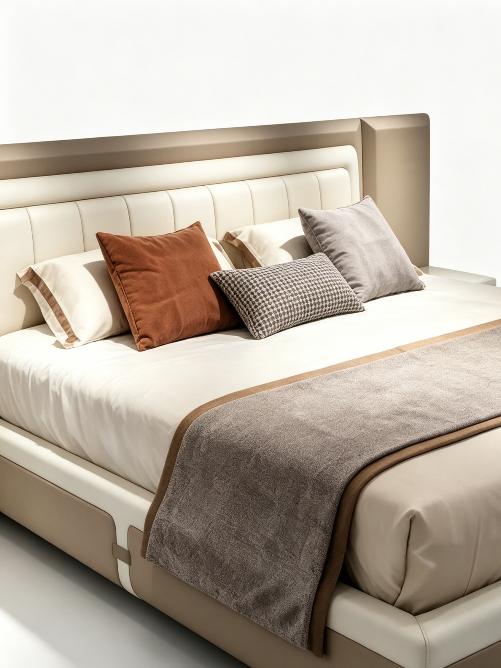 Deco Luxury Genuine Leather & Solid Wood Bed