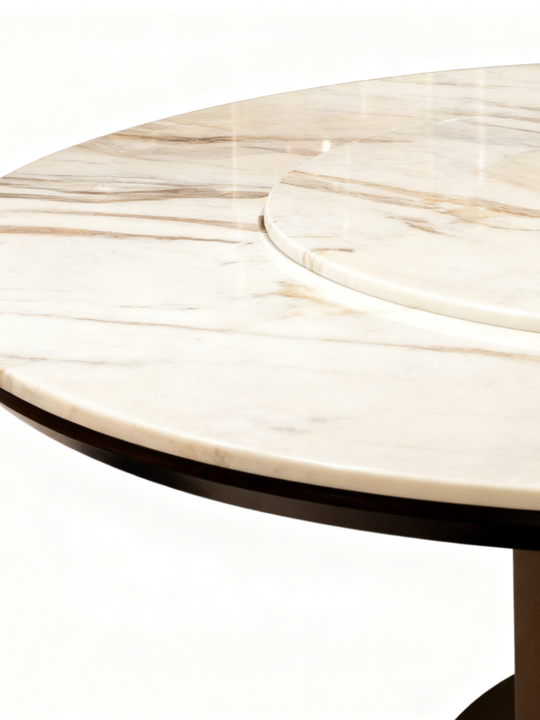 Aurora Calacatta Gold Marble Round Dining Table with Electric Lift Turntable