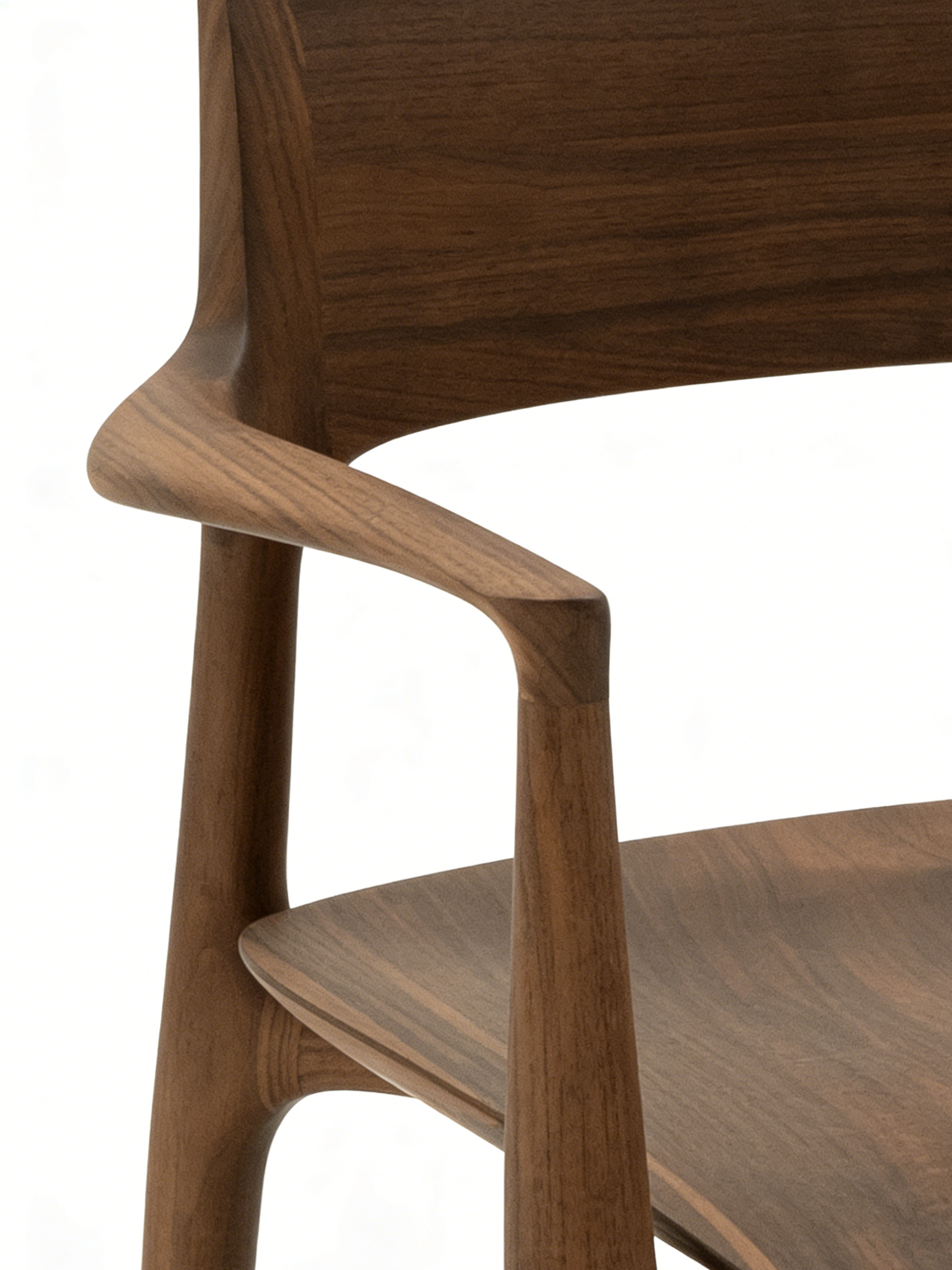 LENA Designer Solid Black Walnut Dining Chair with Armrests